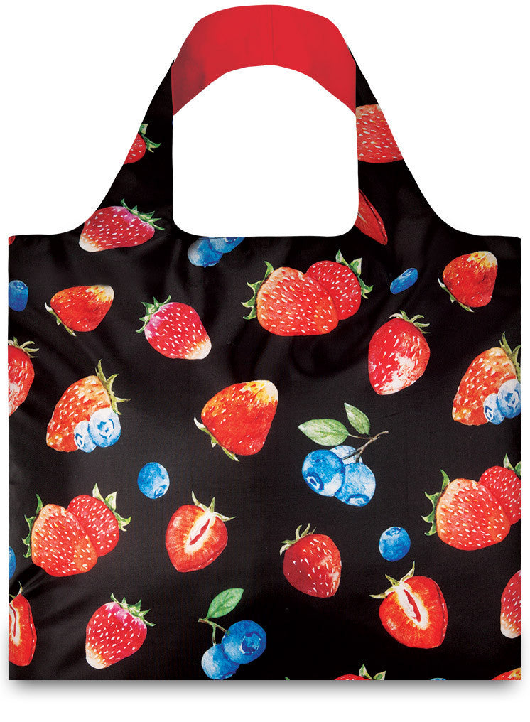 LOQI JUICY Collection Tote Bag - Reusable Shopping Bag with Vibrant Fruit Print - Eco-Friendly Grocery Tote for Women - Perfect for Shopping, Beach, Travel & Daily Use