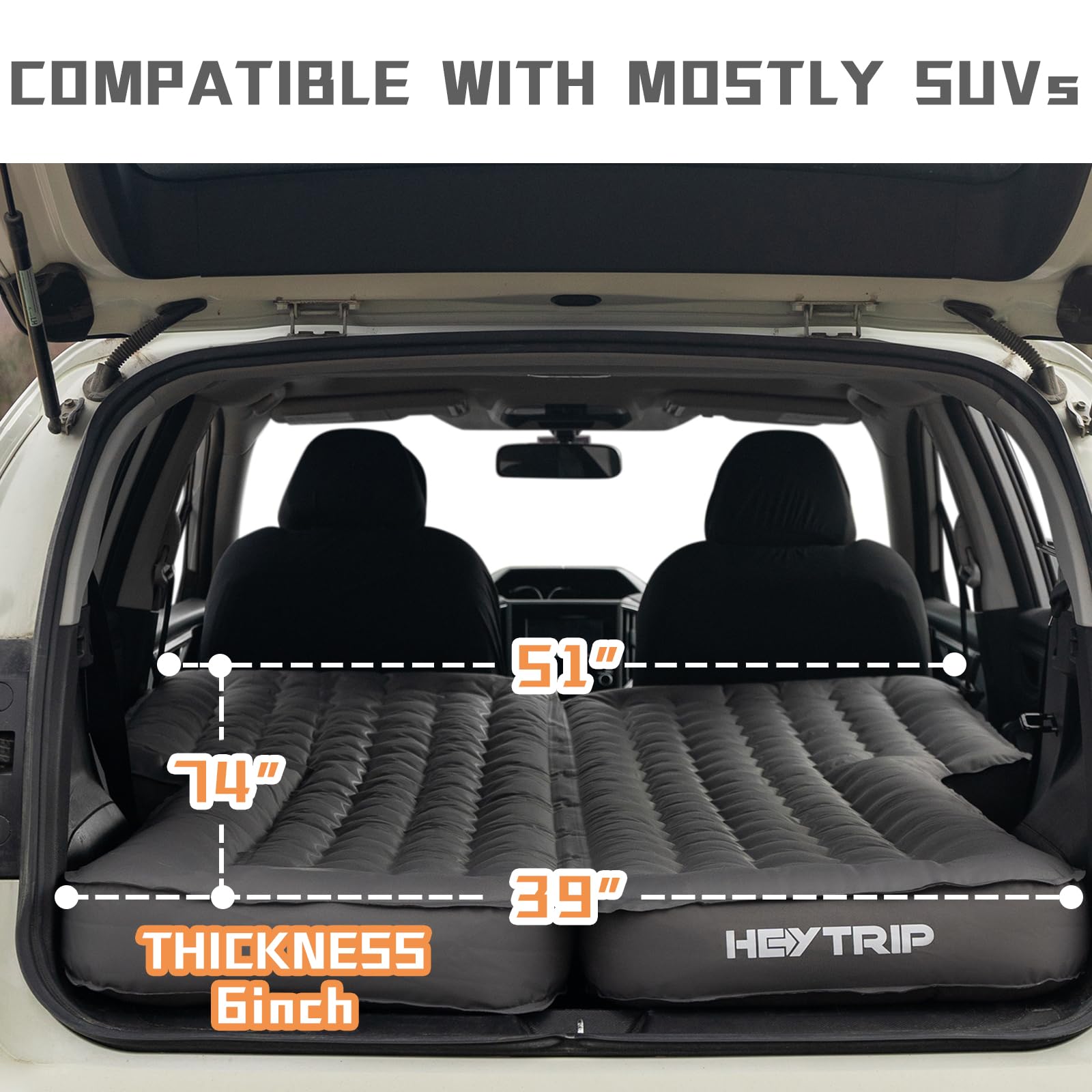 HEYTRIP 6-Inch Inflatable SUV Air Mattress for Car Camping - Adjustable Firmness, Durable Oxford Fabric with Support Cubes (74