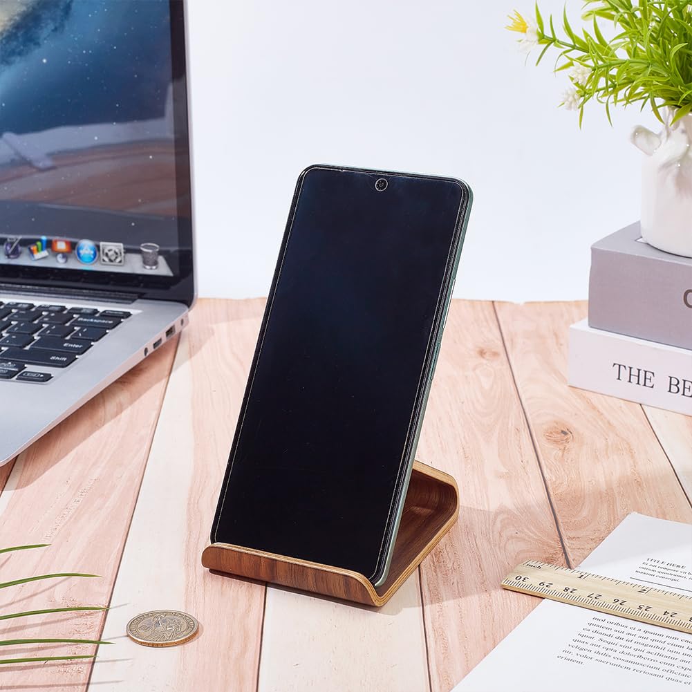 Handcrafted Walnut Wood Phone Stand - Premium Desk Phone Holder for iPhone, Samsung & Tablets - Perfect for Home, Office & Video Calls (Wooden Mobile Phone Cradle & Tablet Stand)