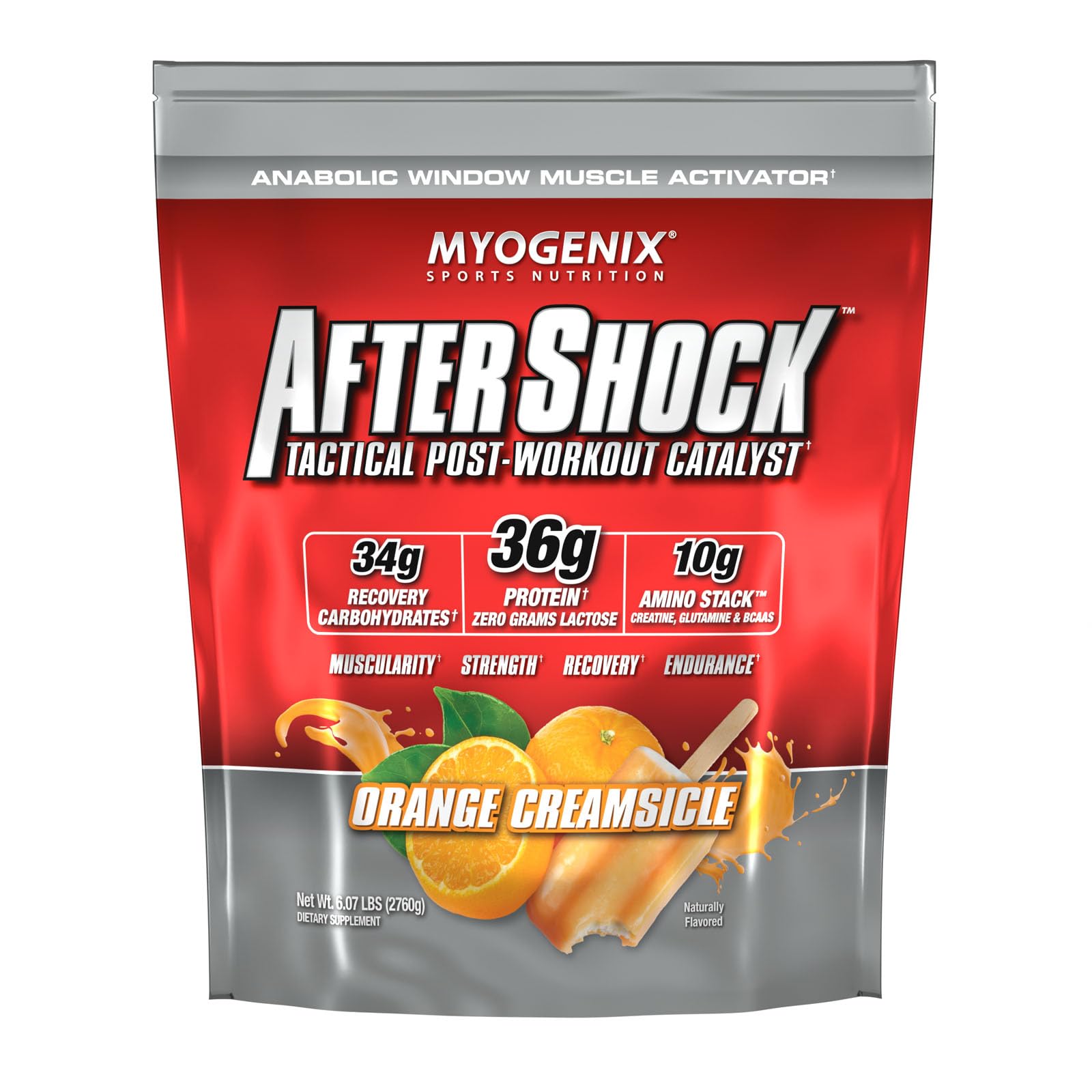 Myogenix Aftershock Post Workout Whey Protein Powder - 6lbs Orange Creamsicle | Muscle Growth & Recovery with Anabolic Whey, Mass Carbs, Creatine, Glutamine & BCAAs | Ideal for Post-Workout Shakes, Muscle Building & Athletic Performance