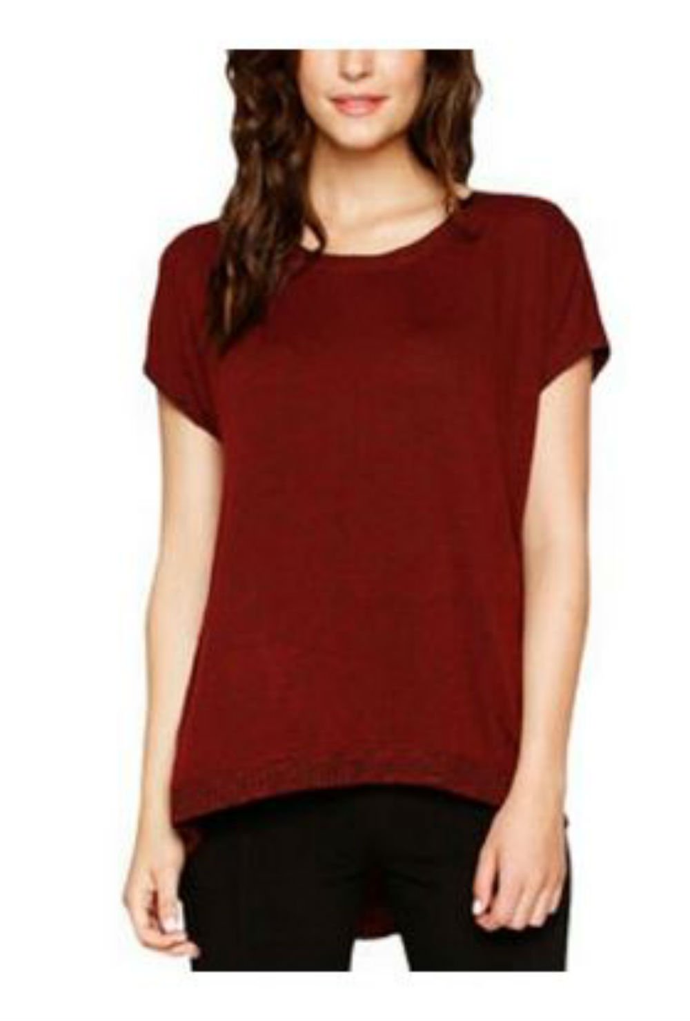 Matty M Women's Zippered Back Sweater - Merlot Red Pullover for Casual Wear, Office & Fall Outfits