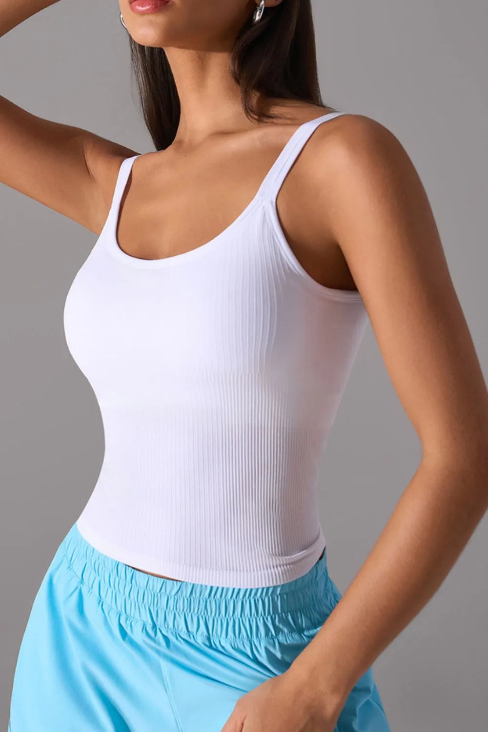 Women's Scoop Neck Active Tank Top with Removable Chest Pads - Yoga, Gym & Workout Essential