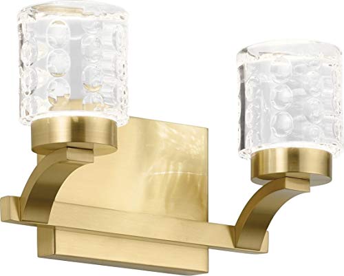 Elan 84040CG Rene Vanity - 2-Light LED Bathroom Vanity Light Fixture, 32W Champagne Gold Finish - Perfect for Modern Bathroom, Bedroom, and Dressing Room Lighting
