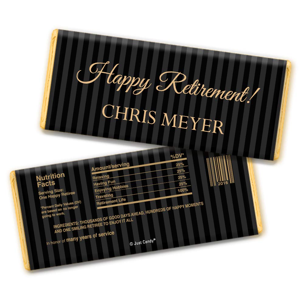 Personalized Retirement Party Chocolate Bars - Custom Candy Favors for Retirement Celebrations (36 Bars) - Perfect for Office Farewells, Retirement Gifts & Milestone Celebrations
