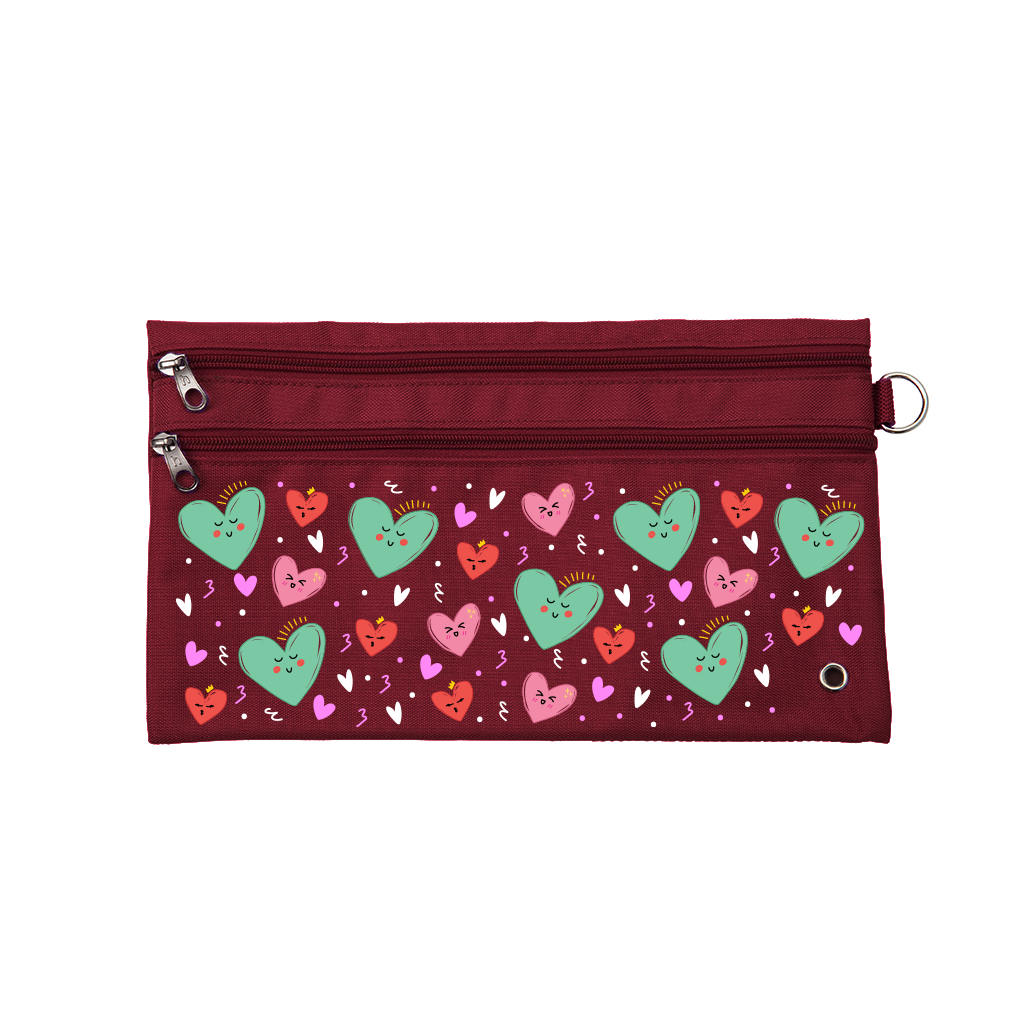 Sweet Hearts Pencil Case for School & Office - Cute Heart Design Zipper Pouch for Pens, Markers & Art Supplies - Perfect Gift for Students, Teachers & Stationery Lovers
