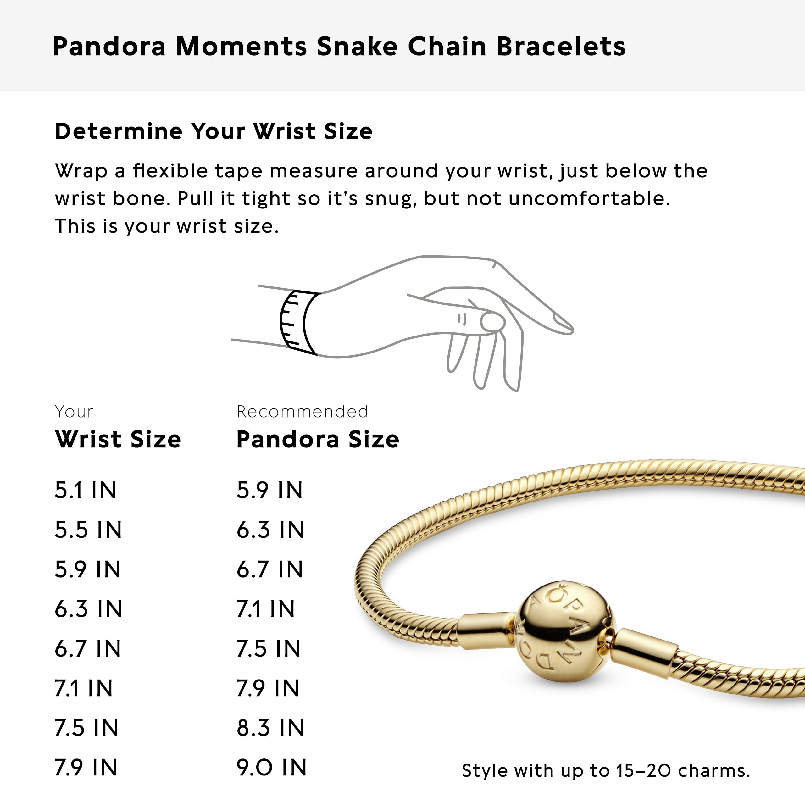 PANDORA Moments Snake Chain Bracelet for Women - Adjustable Silver Charm Bracelet with Gift Box - Perfect for Birthdays, Anniversaries & Everyday Wear