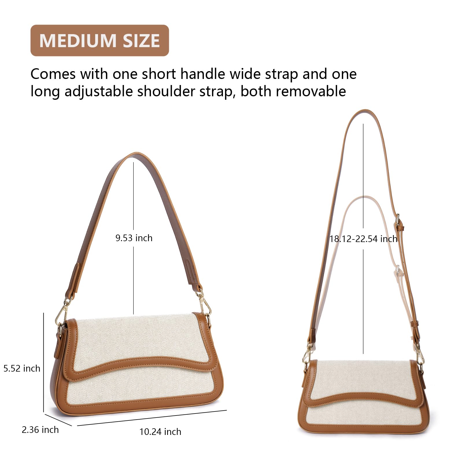 Telena Vegan Leather Shoulder Bag for Women - Crossbody Purse with 2 Removable Straps | Fashionable Handbag for Work, Travel & Everyday Use