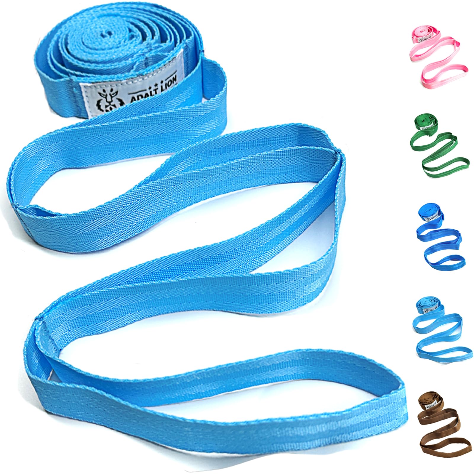 Premium Yoga Stretching Strap for Physical Therapy & Home Workout - 10-Loop Non-Elastic Pilates Band with Exercise Guide - Ideal for Yoga, Gymnastics, Flexibility Training & Rehabilitation (Men & Women) - Perfect for Home Gym, Studio Practice & Travel Fitness