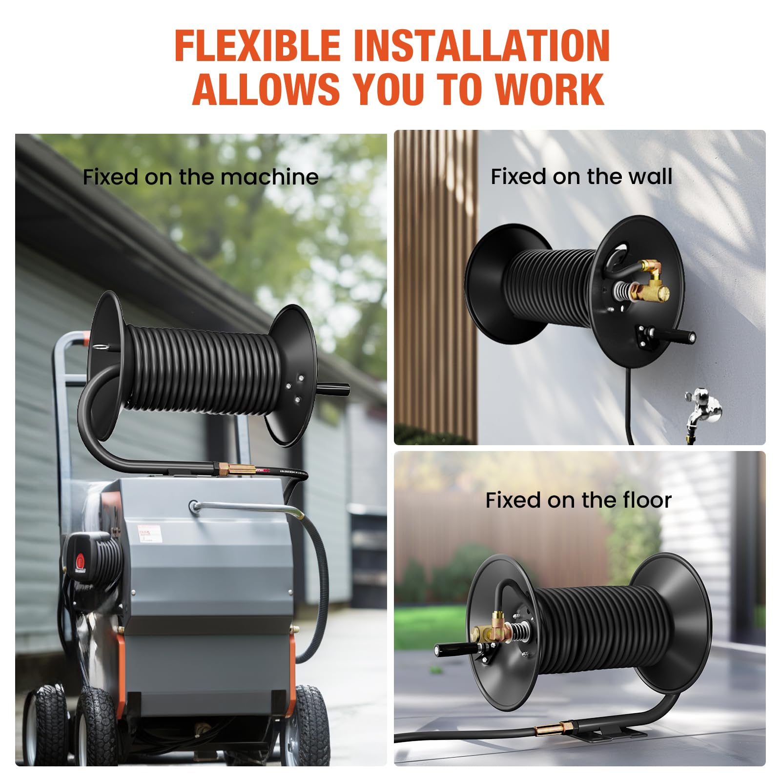 **100FT Heavy Duty Pressure Washer Hose Reel with Hand Crank - 3/8
