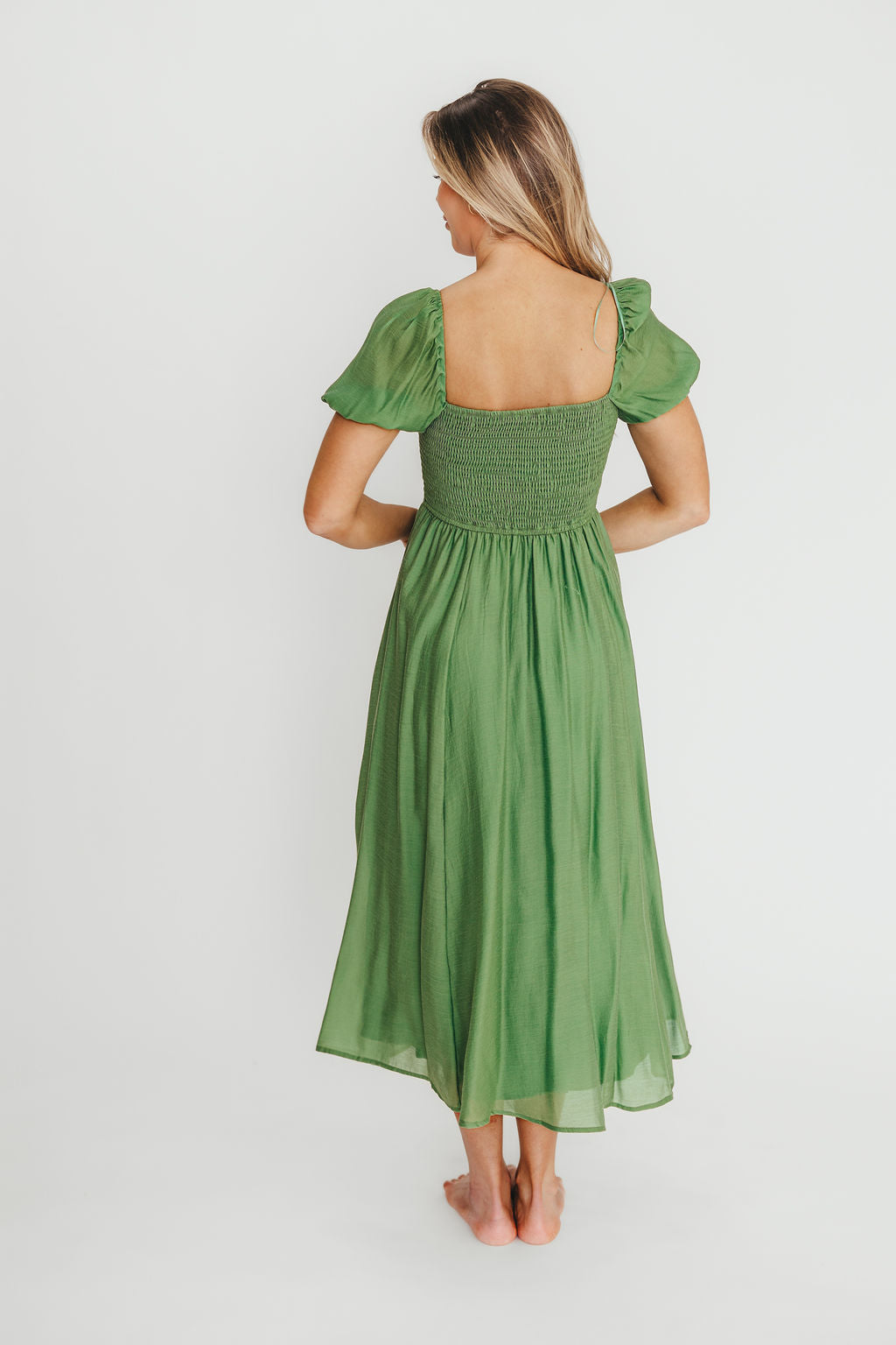 Stevie Bustier Midi Dress in Green | Elegant Bodycon Cocktail Dress for Women | Perfect for Weddings, Parties & Date Nights