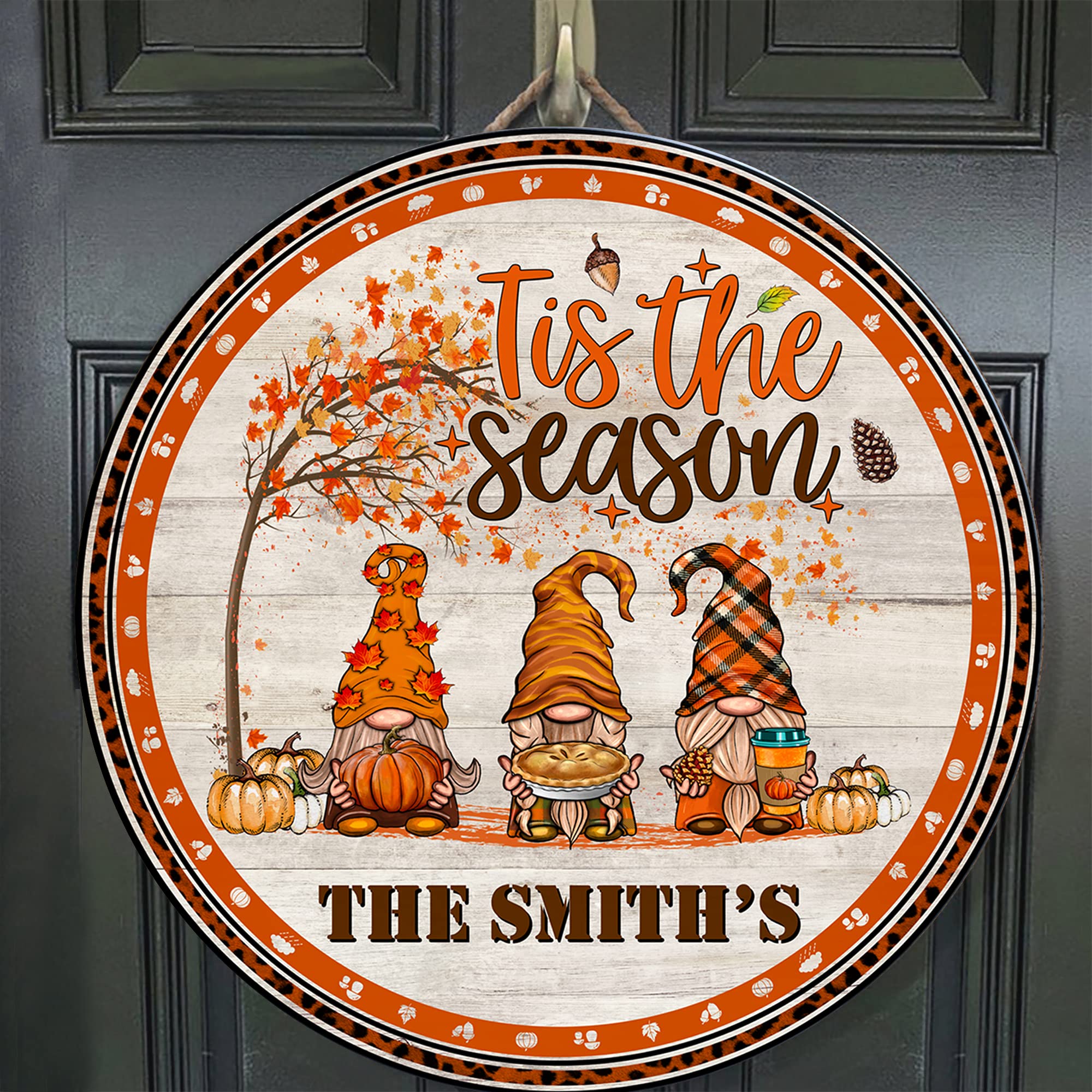 Custom Fall Welcome Sign with Family Name - Personalized Autumn Door Hanger for Farmhouse & Porch Decor | Seasonal Outdoor Wall Decoration for Thanksgiving & Halloween