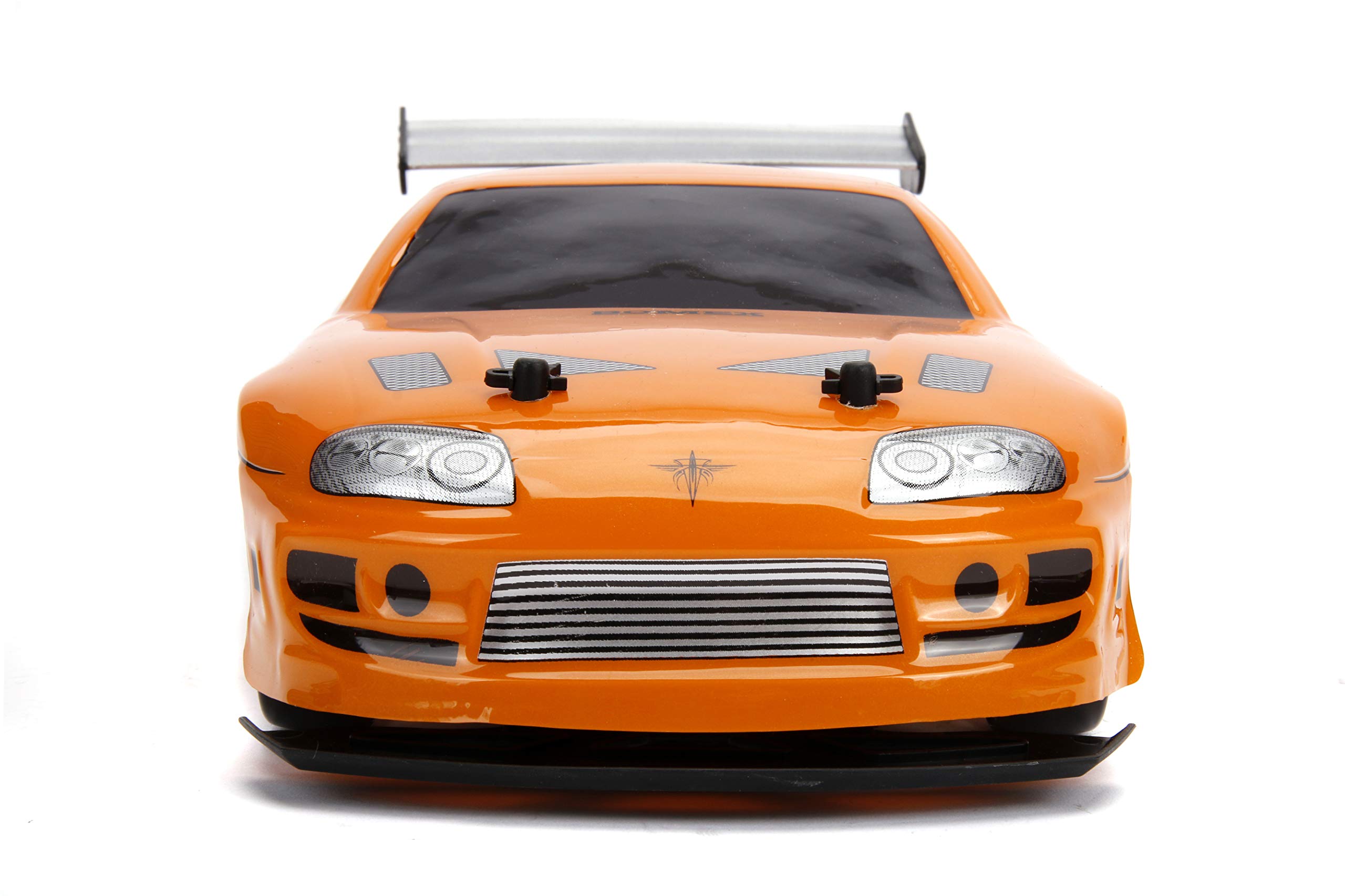 Jada Toys Fast & Furious 1:10 Toyota Supra RC Drift Car - 2.4GHz Remote Control with Extra Tires, High-Speed Drifting & Sliding Action - Collectible Toy for Kids & Adults (Orange & Black) - Perfect for Racing, Stunt Shows & Movie Reenactments