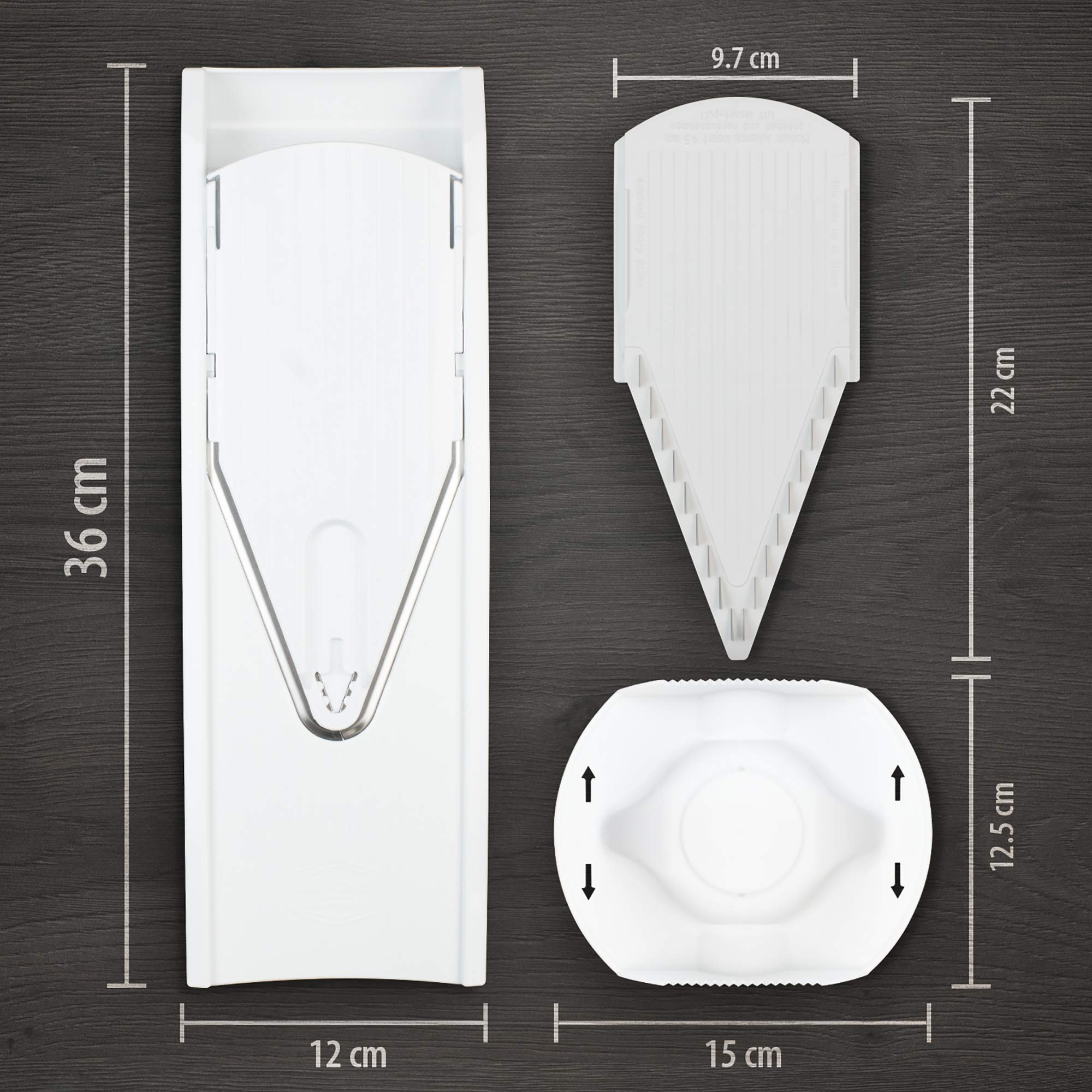 Swissmar V-Prep™ Mandoline Slicer - Professional Kitchen Tool for Julienne, Shred, Cube & Slice Vegetables - Multi-Function Bowl & Safety Holder Included - White - Perfect for Meal Prep, Salad Making & Healthy Cooking