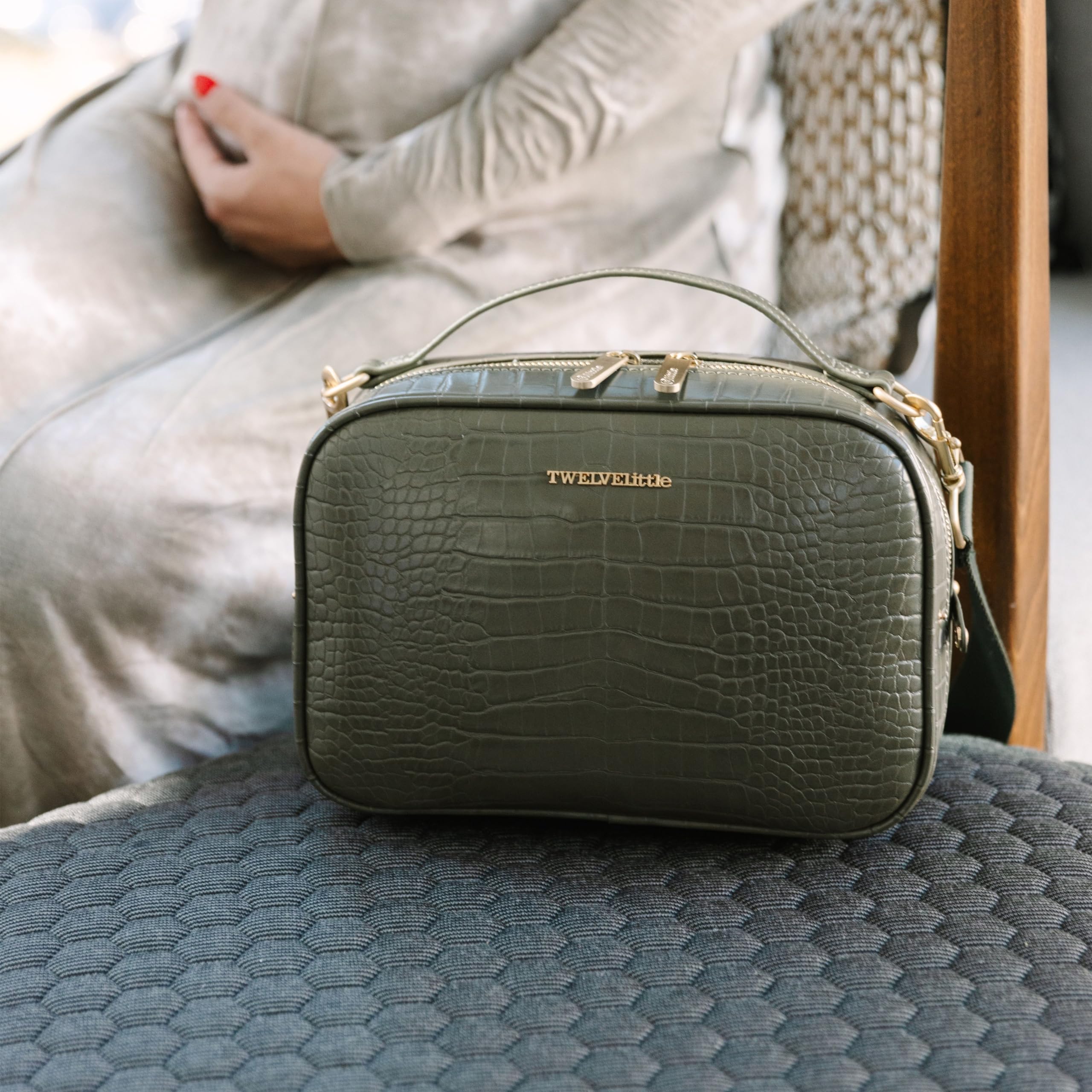 TWELVElittle Luxe Diaper Clutch - Stylish Crossbody Diaper Bag with Portable Changing Pad, Zip Out Pouch & Wipes Case | Perfect for Moms On-The-Go, Travel & Quick Diaper Changes