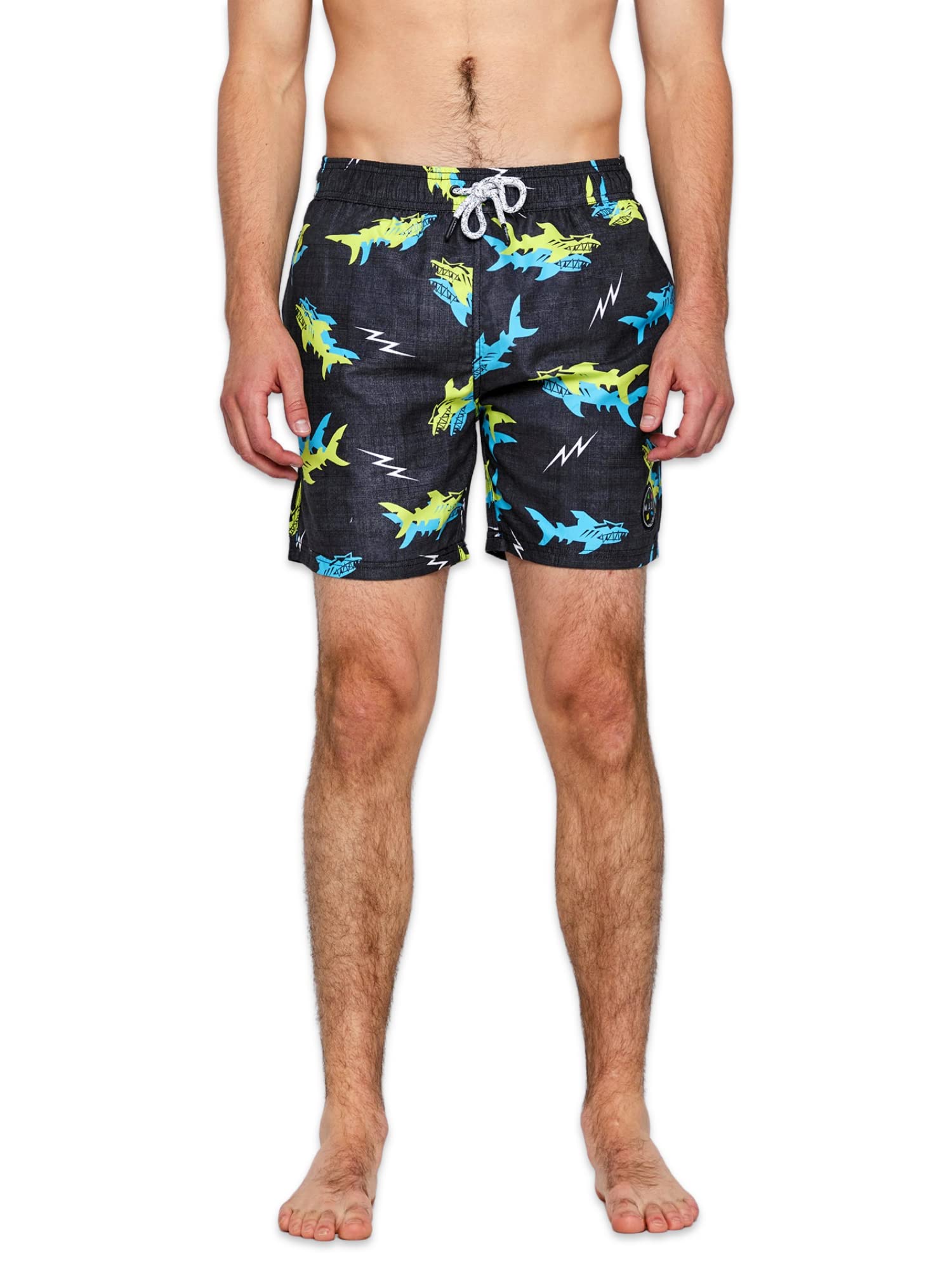 Electric Shark Pool Swim Shorts for Men - Quick Dry Swim Trunks with Comfortable Waistband - Perfect for Beach, Pool, and Water Sports
