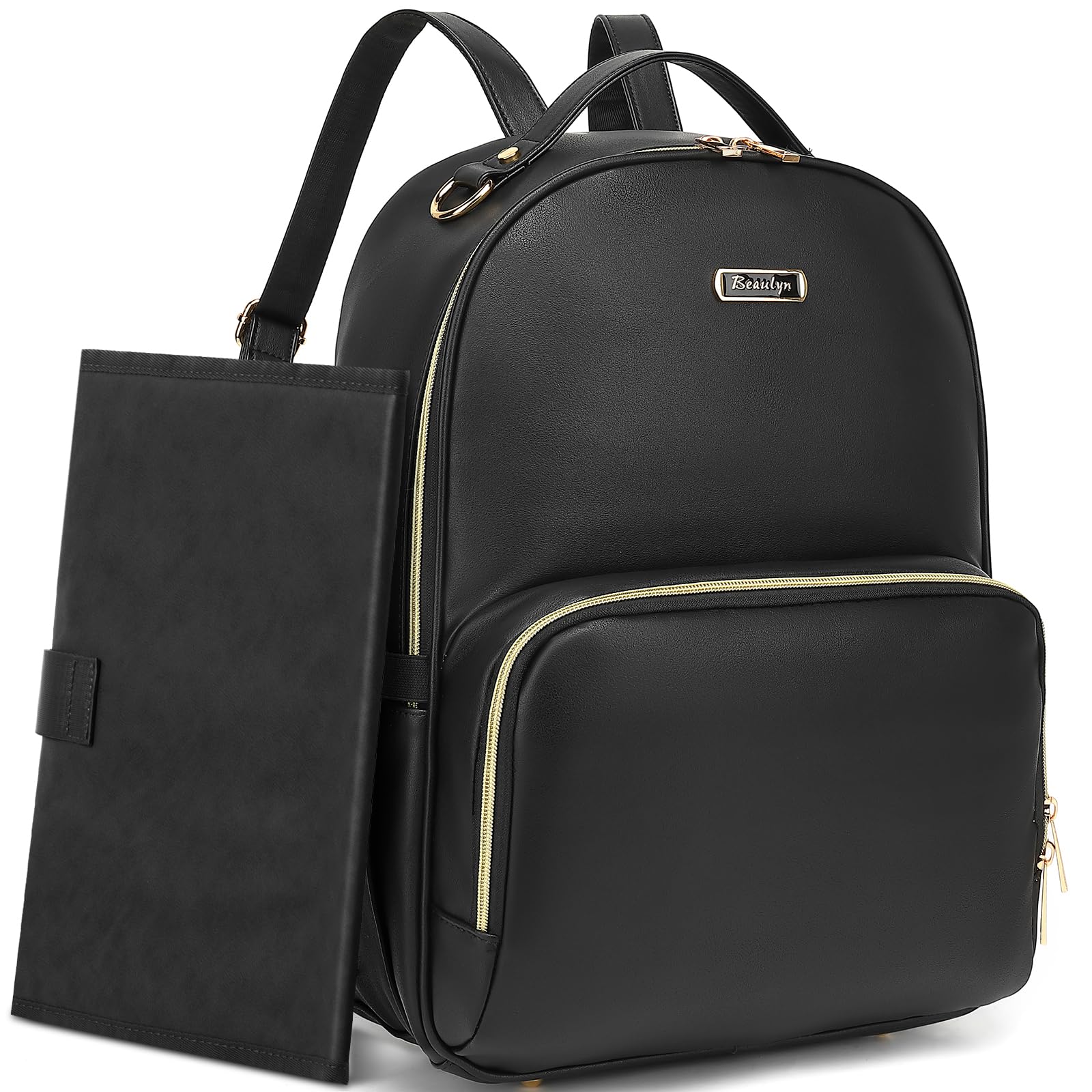 Beaulyn Leather Diaper Bag Backpack for Women - Large Waterproof Baby Bag with 14 Pockets & Changing Pad - Stylish Travel Backpack for Moms | Perfect for Daycare, Travel & Daily Use with Baby