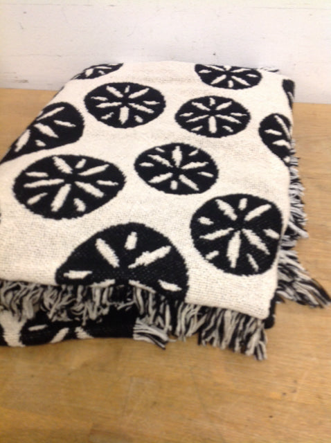 Black & White Fringe Throw Blanket - Soft Cozy Decorative Accent for Couch, Bed, or Outdoor Use