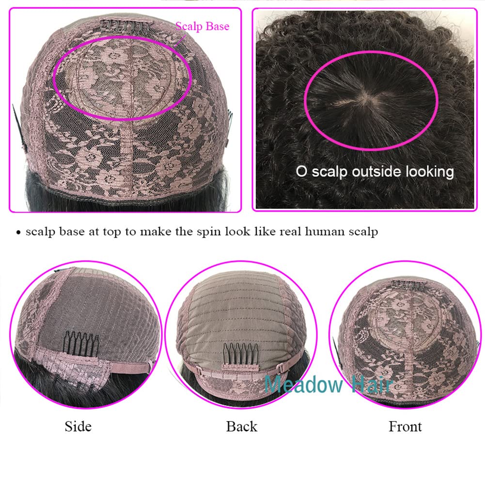 200% Density Ombre Human Hair Wigs - Afro Kinky Curly Two Tone Brazilian Virgin Hair Wig with Bangs | Glueless Machine Scalp Top | 18 Inch for Black Women | Perfect for Daily Wear, Parties & Special Occasions