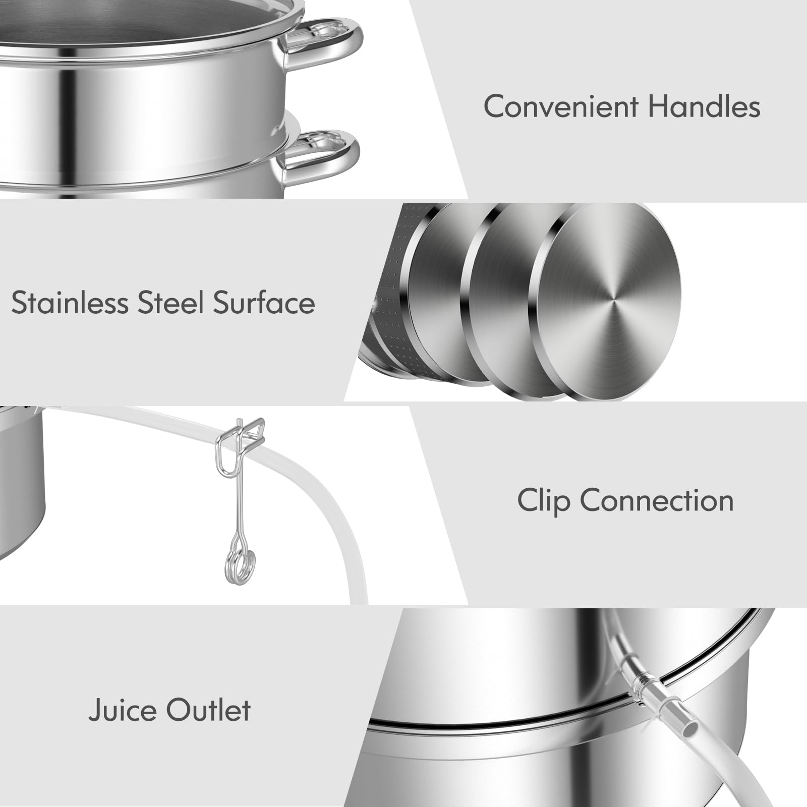 Giantex 11 Quart Stainless Steel Steam Juicer with Tempered Glass Lid, Hose & Clamp - Multi-Purpose Kitchen Cookware for Juicing Fruits, Vegetables, Making Jelly & Pasta - Perfect for Home Canning, Preserving & Healthy Cooking