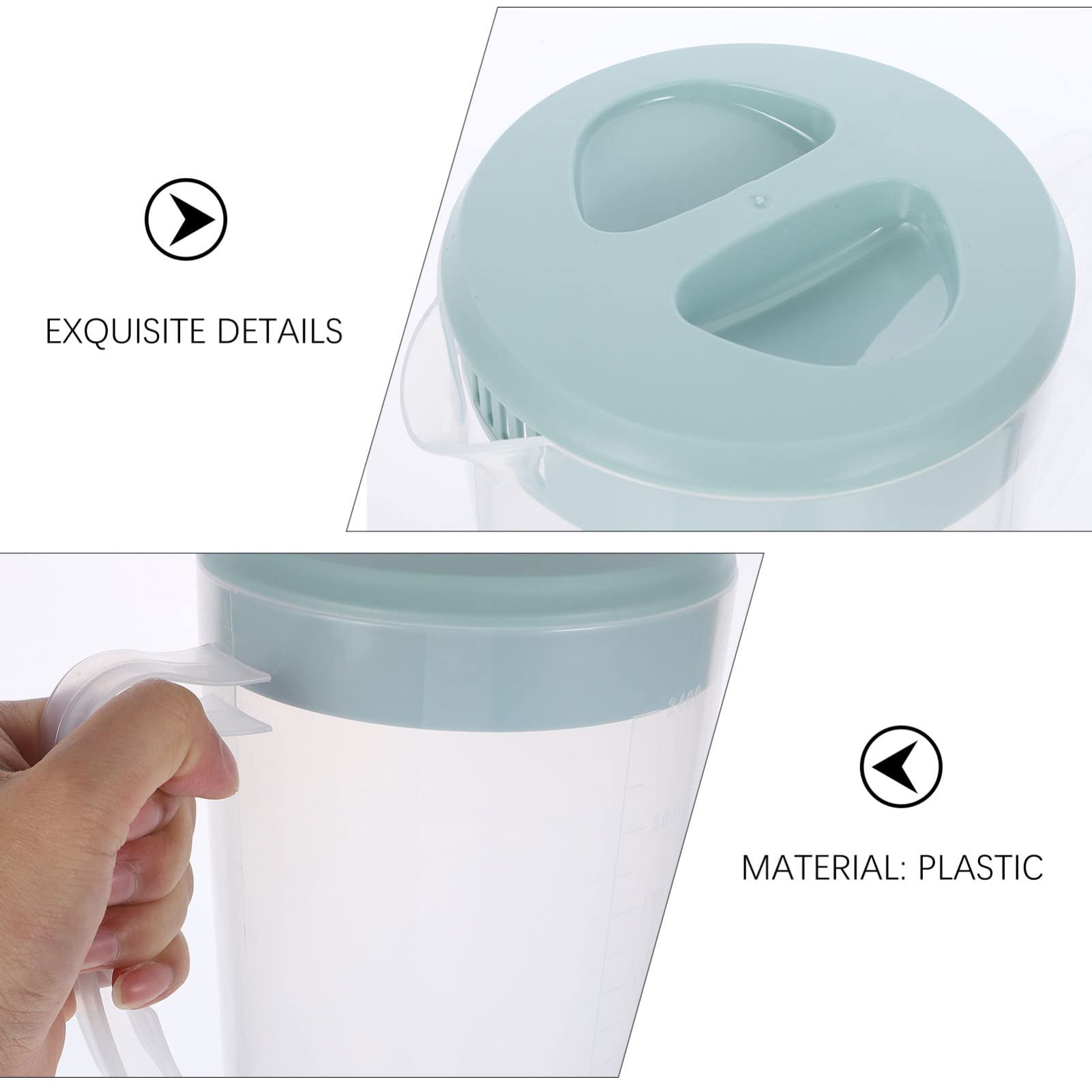 2600ML Large Clear Plastic Pitcher with Lid - Hemoton BPA-Free Water Jug for Mixing Drinks, Juice, Iced Tea & More | Perfect for Parties, BBQs & Home Kitchen Use