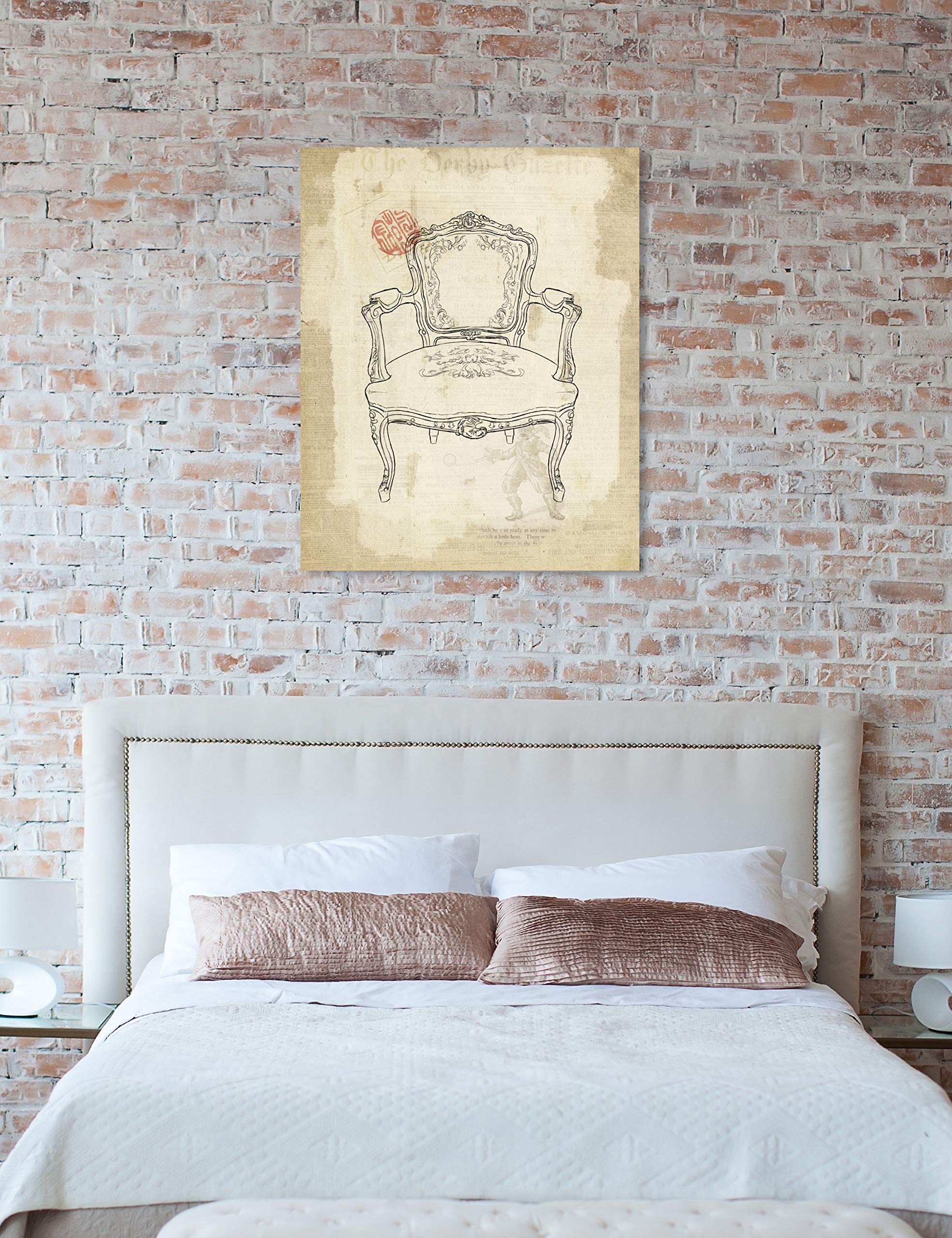 Oliver Gal Artist Co. Victorian Chair II Canvas Wall Art Print - 13x16 Inch White & Black Home Decor - Perfect for Living Room, Bedroom & Office Wall Decoration