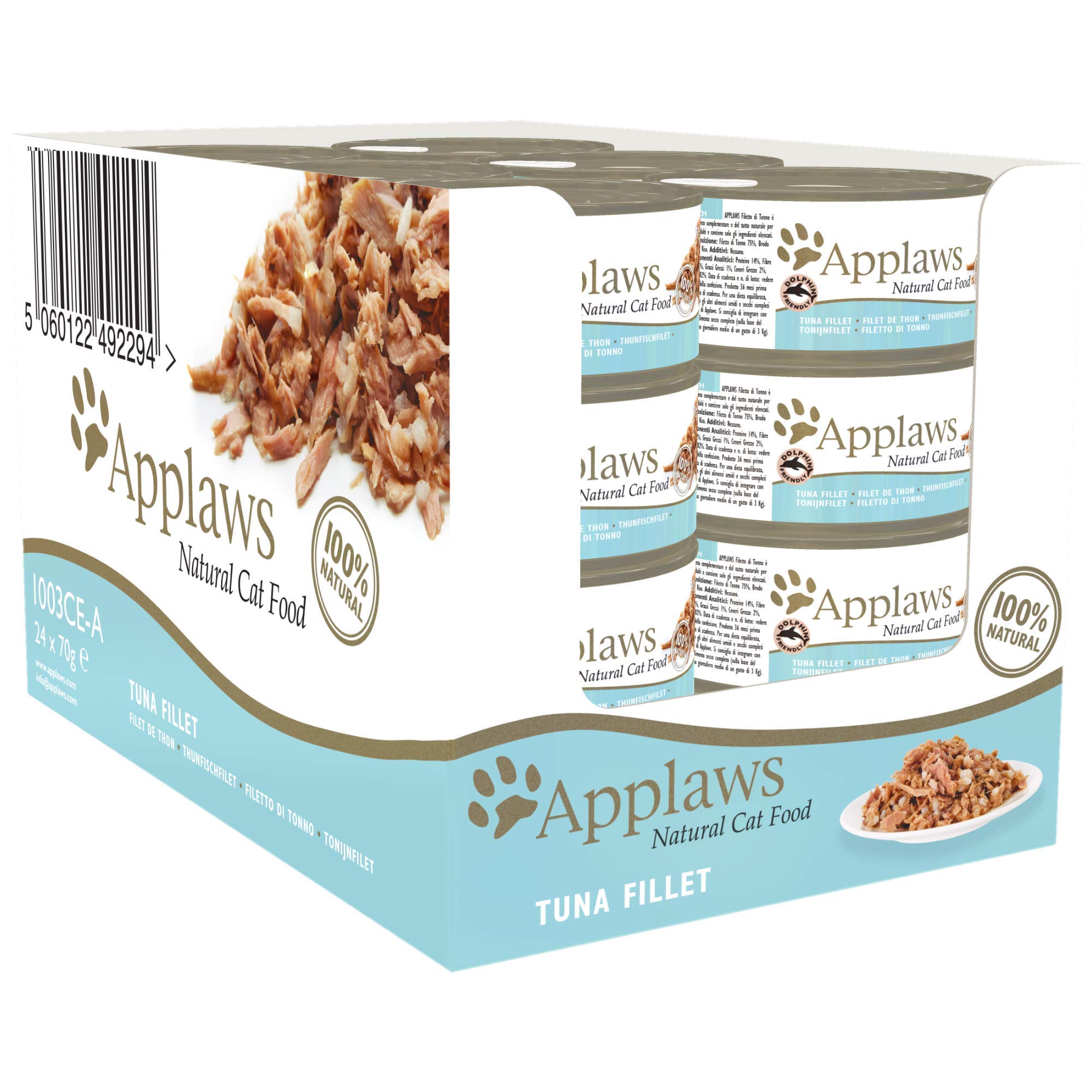Applaws Premium Tuna Cat Food Cans - 24 Pack (70g Each) | Grain-Free, Natural Ingredients for Healthy Cats | Perfect for Wet Food Lovers & Picky Eaters