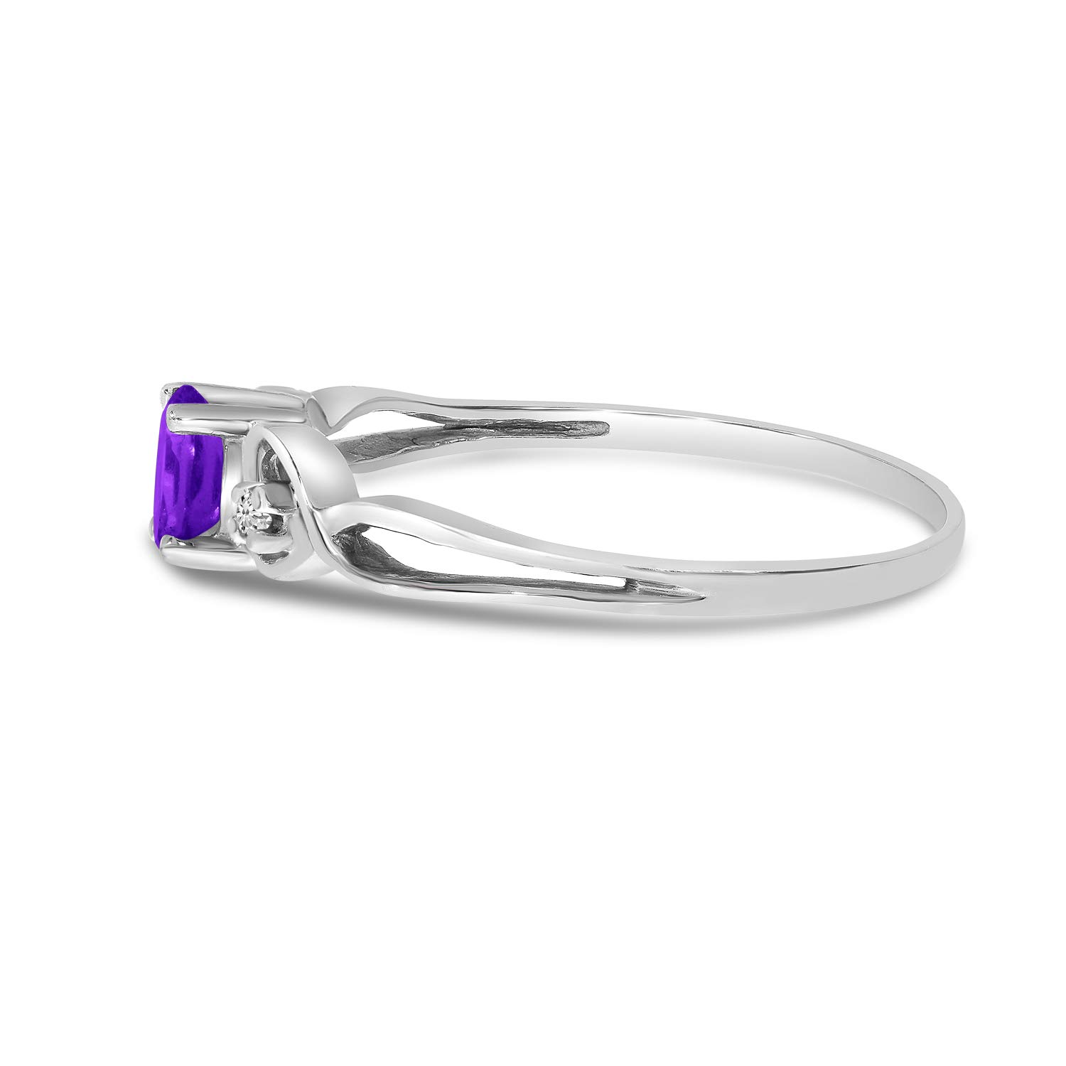 14K White Gold Oval Amethyst and Diamond Ring for Women - Elegant Purple Gemstone Engagement & Wedding Jewelry Gift for Her - Perfect for Valentine's Day, Anniversary or Special Occasions