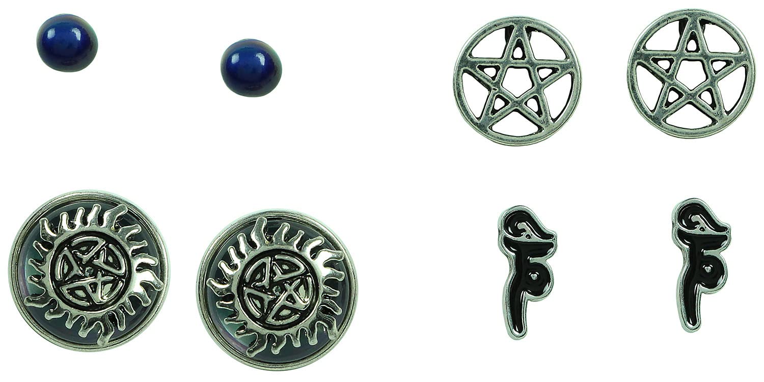 Supernatural Join The Hunt Earring Set - 4 Pack Gothic Jewelry for Fans | Perfect for Cosplay, Halloween & TV Show Themed Parties