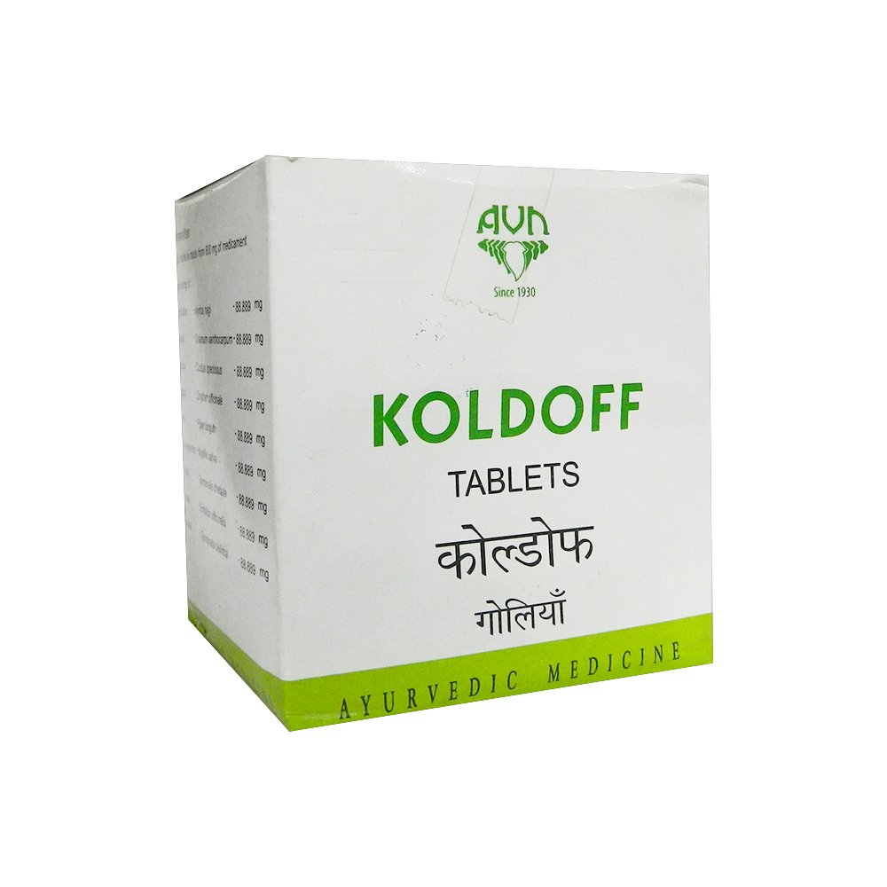 AVN Ayurveda Koldoff 100 Tablets - Natural Ayurvedic Cold & Flu Relief Supplement - Immune Support for Adults - Herbal Remedy for Cough, Sore Throat & Congestion (Perfect for Cold Season, Travel & Home Wellness)