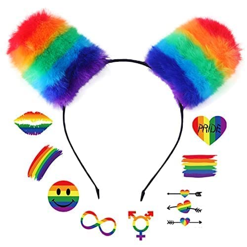 Rainbow Pride Headbands for LGBT - Gay Pride Party Hair Accessories with Rainbow Stickers for Women & Men - Perfect for Pride Parades, LGBTQ+ Events & Festivals