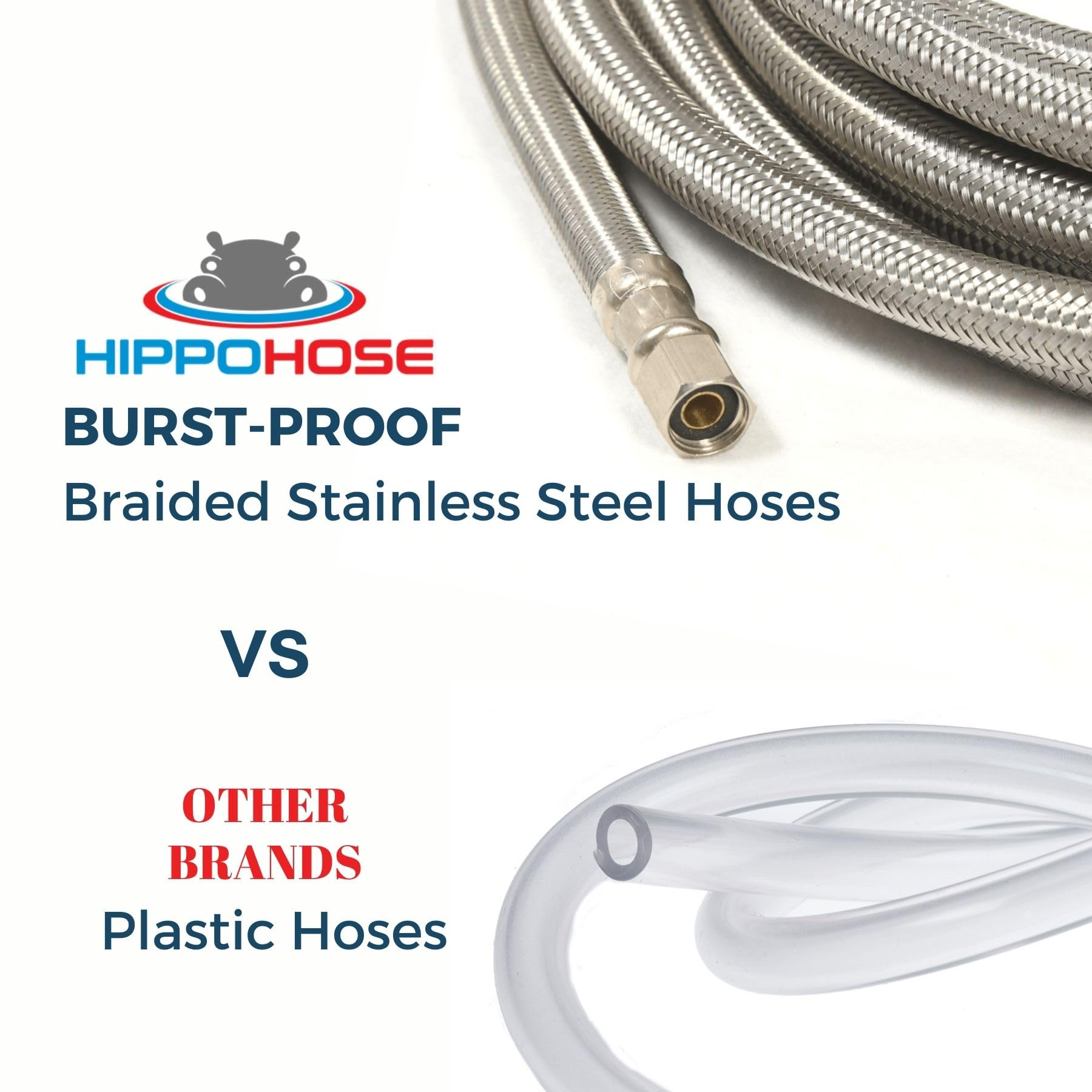 Universal Refrigerator Icemaker Hose (10 FT) - Stainless Steel Water Supply Line with ¼