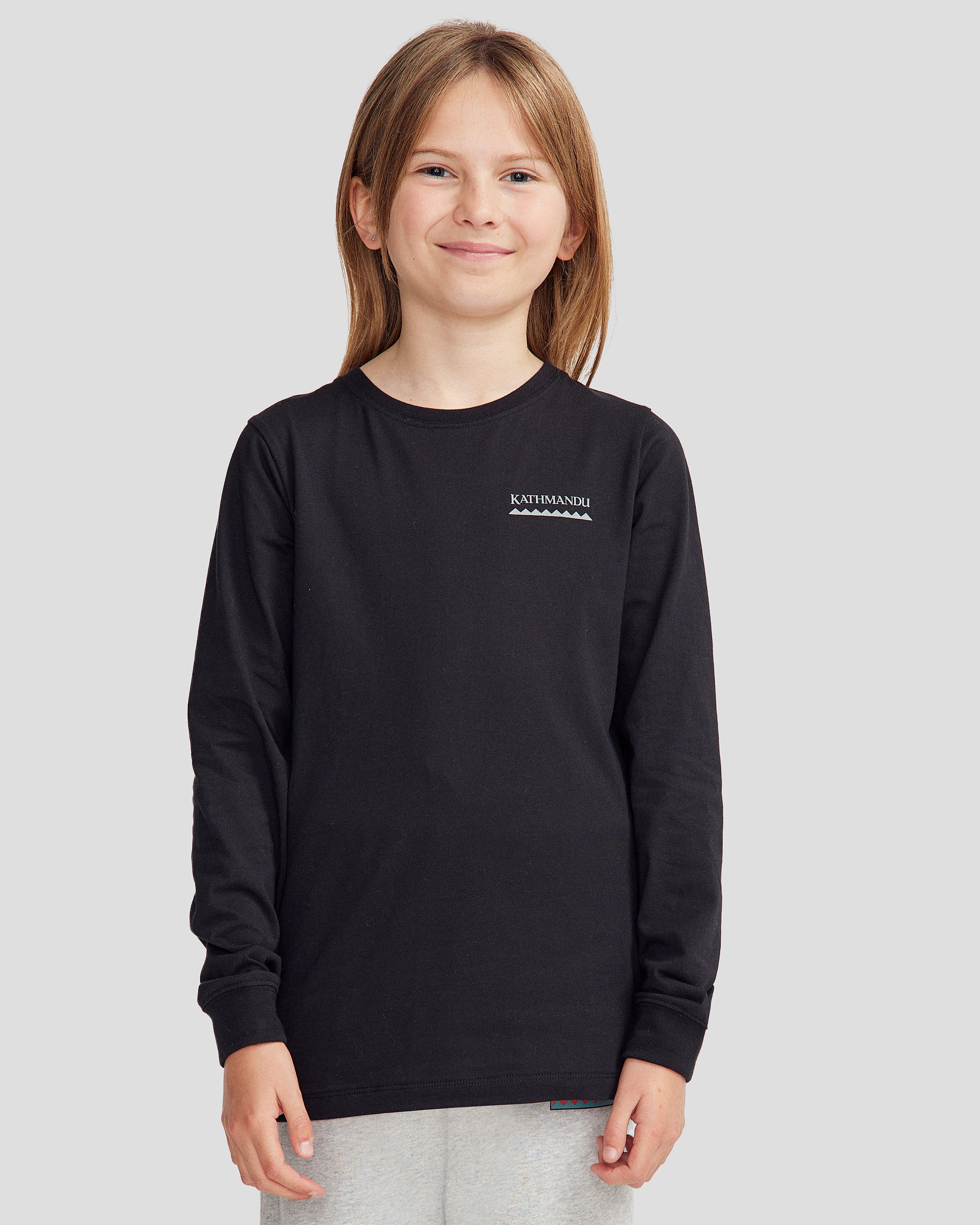 Youth Heritage Organic Cotton Long Sleeve T-Shirt - Black Stingray | Eco-Friendly Kids Casual Wear for School & Play