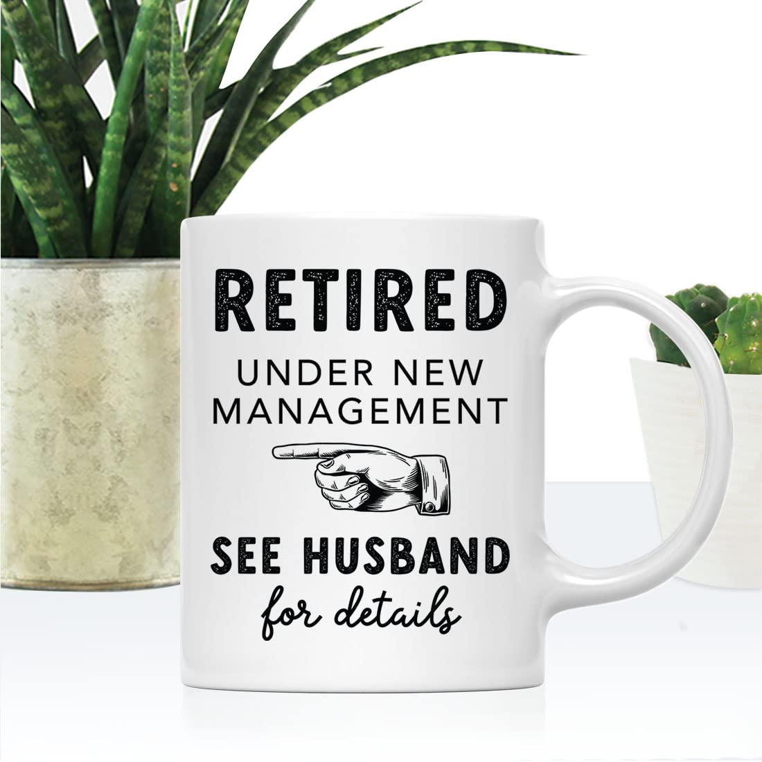 Funny Retirement Coffee Mug - 'Under New Management See Husband For Details' Ceramic Mug for Women, Coworker, Boss - 11 oz Retirement Gift for Her - Perfect for Office Parties, Retirement Celebrations & Daily Coffee Breaks