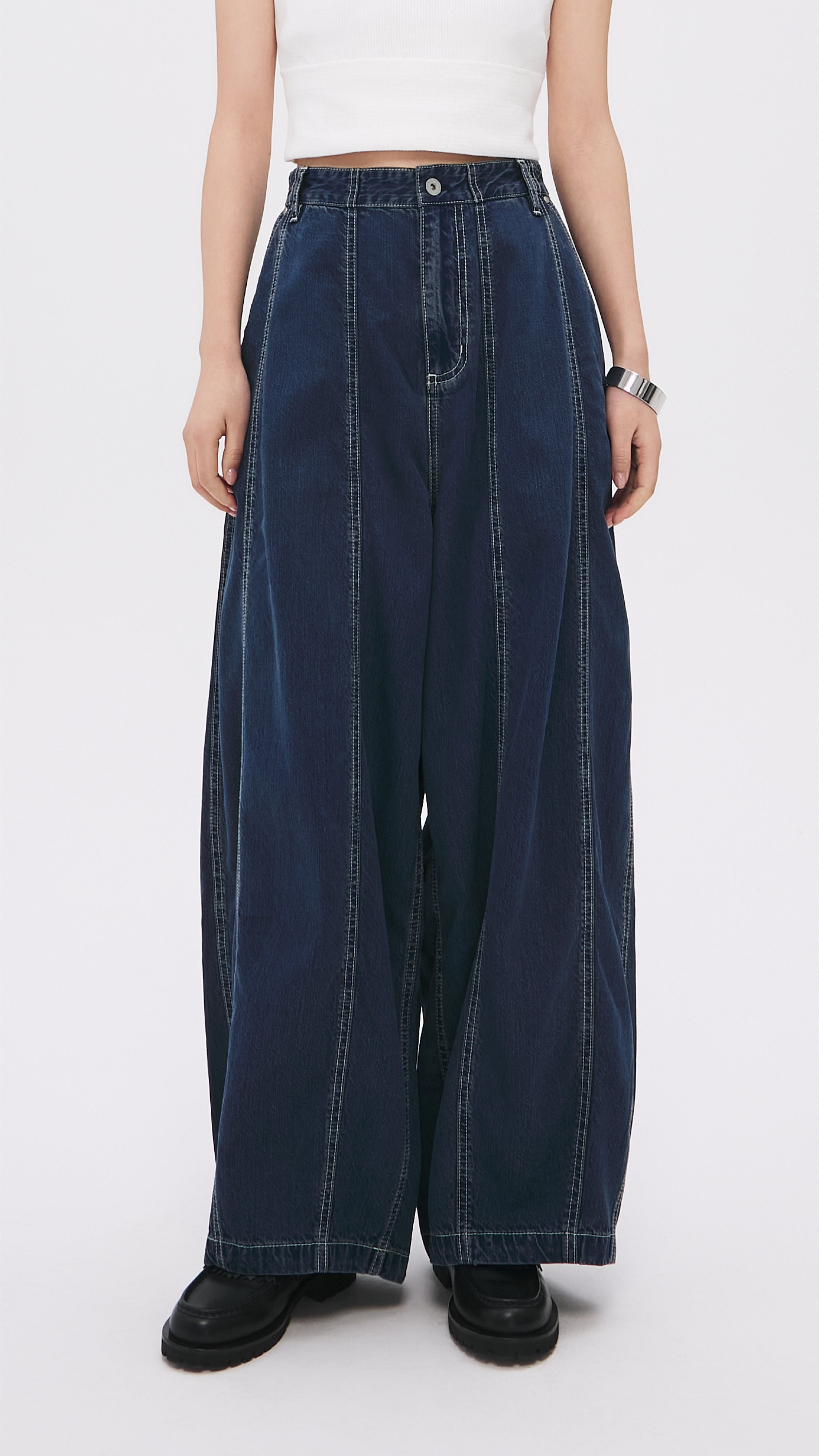 Vintage Rebuilt Balloon Jeans for Women - Distressed High Waisted Denim Pants with Unique Patchwork Design | Perfect for Boho, Streetwear & Festival Outfits