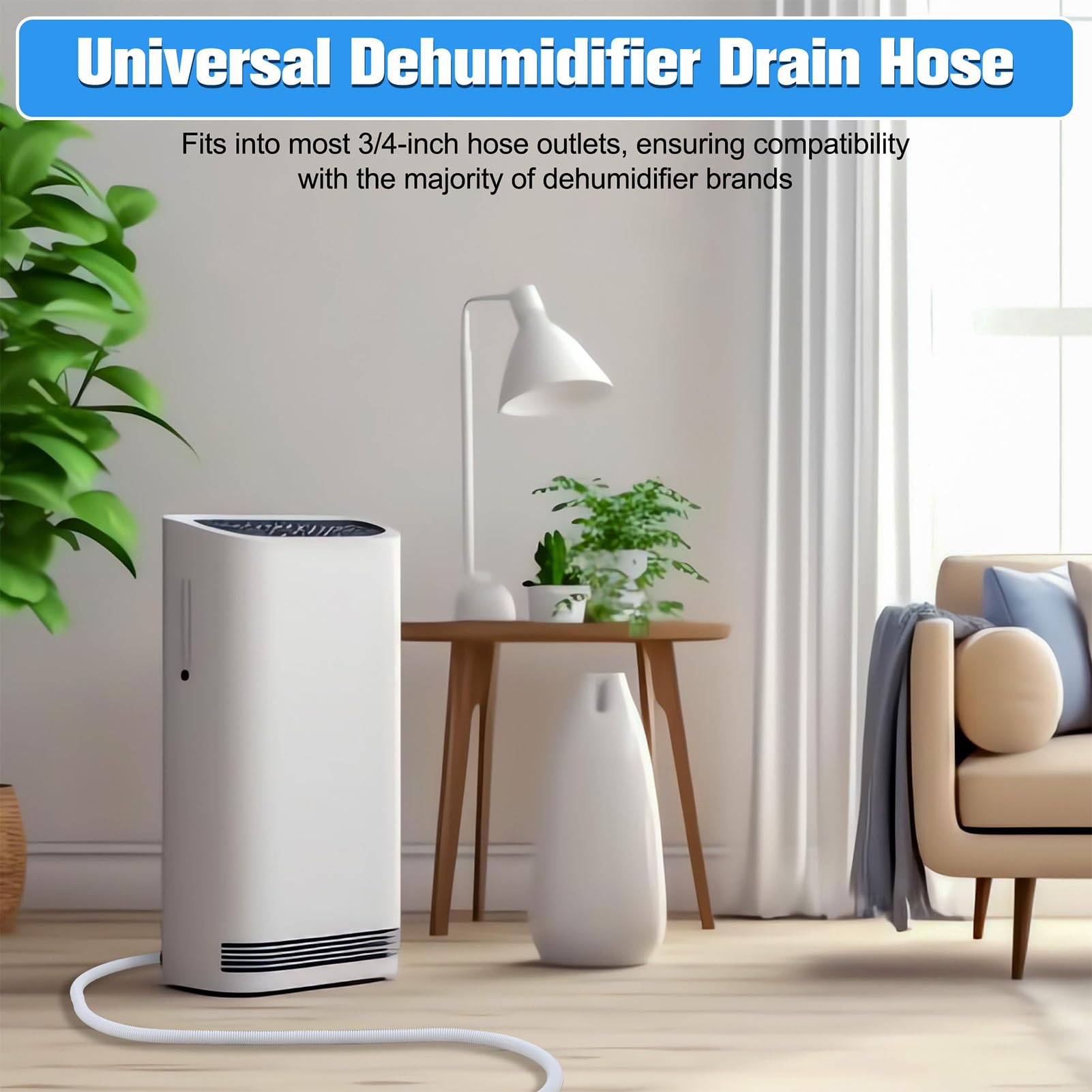 Drain Hose for Dehumidifier & AC Unit, Universal Washing Machine Inlet Hose with Connection Clip – Fits Most Dehumidifiers and Air Conditioners – Perfect for Basement, Laundry Room, and Home Appliance Maintenance