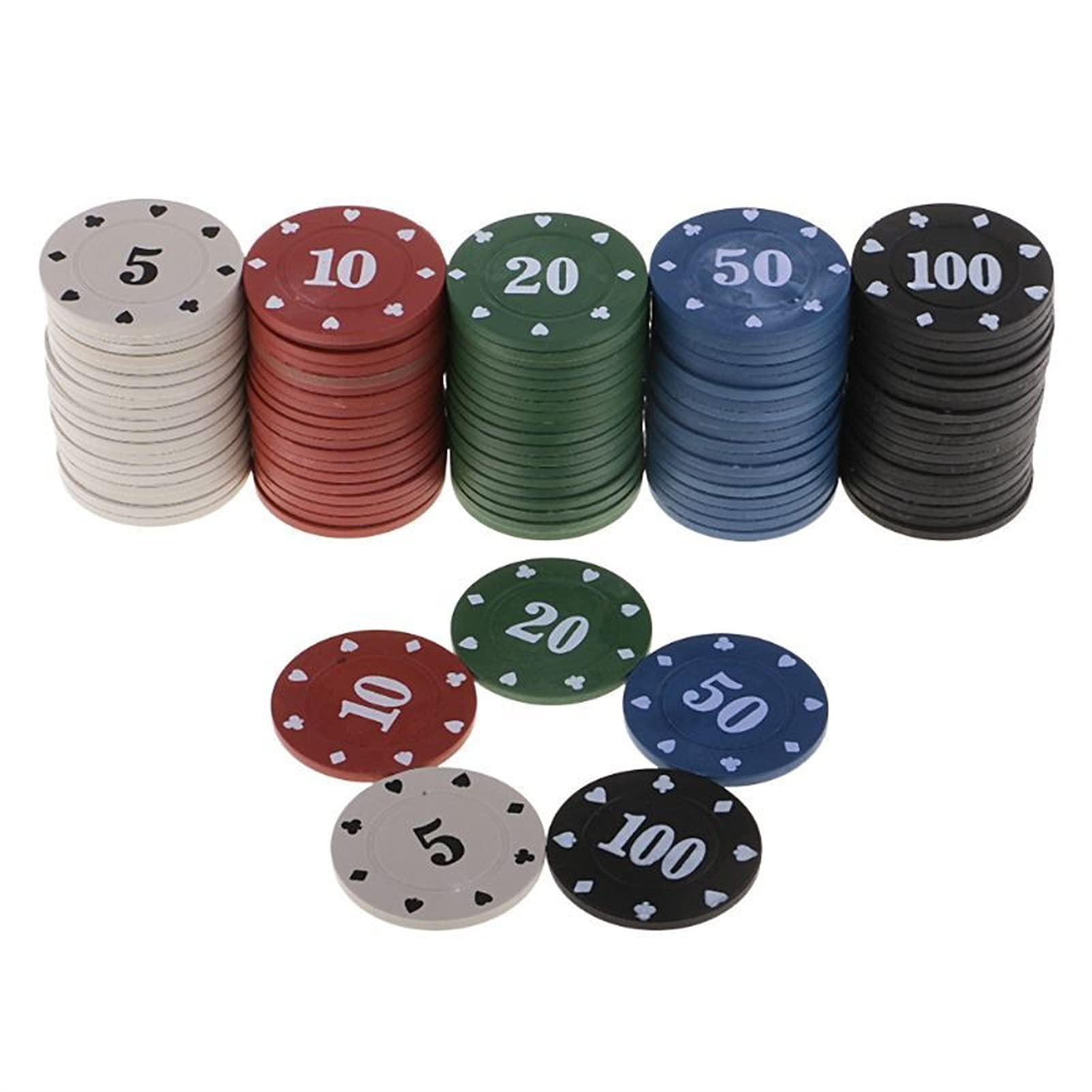 Premium 100pcs WERTYU Plastic Poker Chips Set - Casino Style Round Chips for Poker, Blackjack, Baccarat & Card Games - Perfect for Home Game Nights, Casino Parties & Professional Play