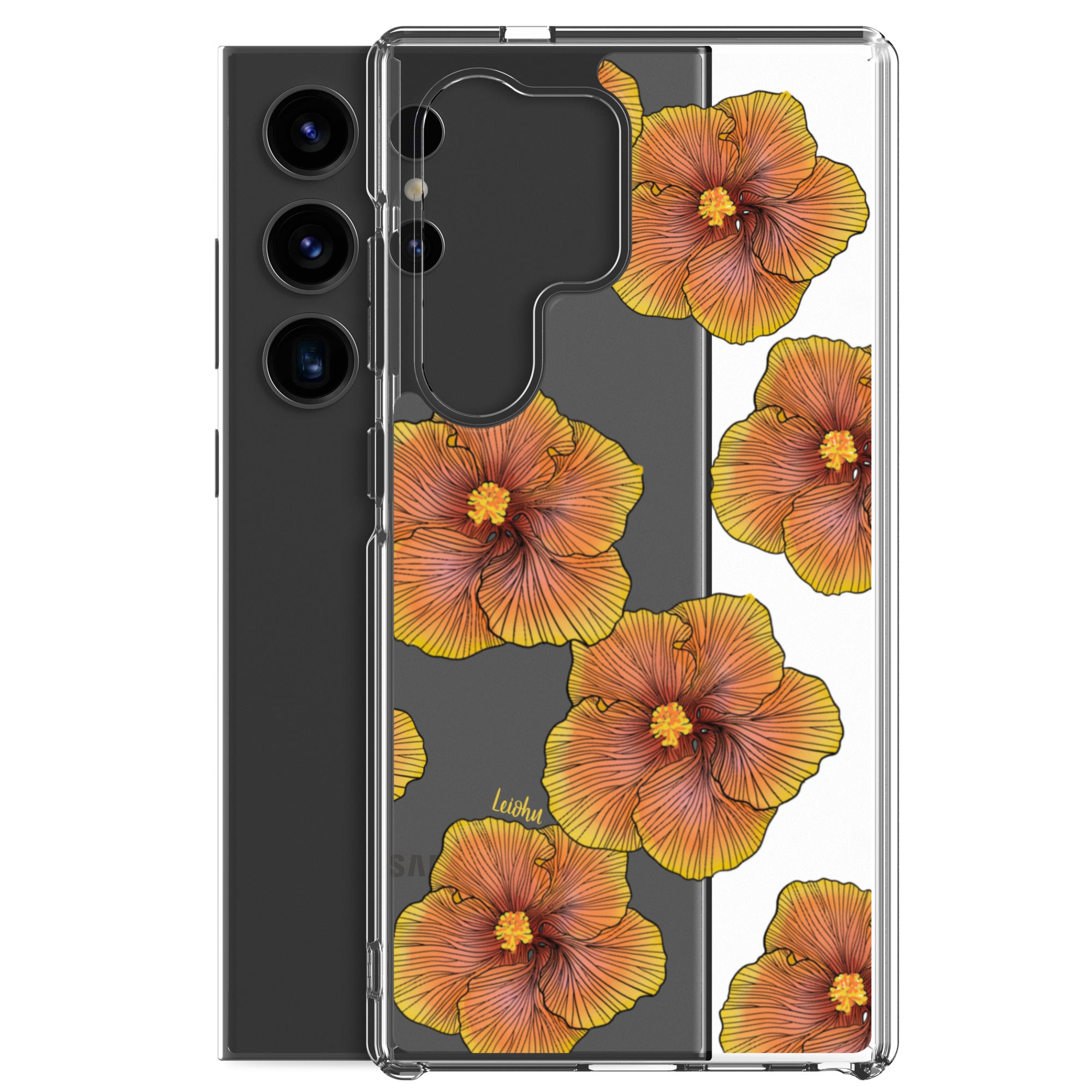Sunrise Hibiscus Clear Phone Case for Samsung Galaxy - Slim Protective Cover for Everyday Use & Style
