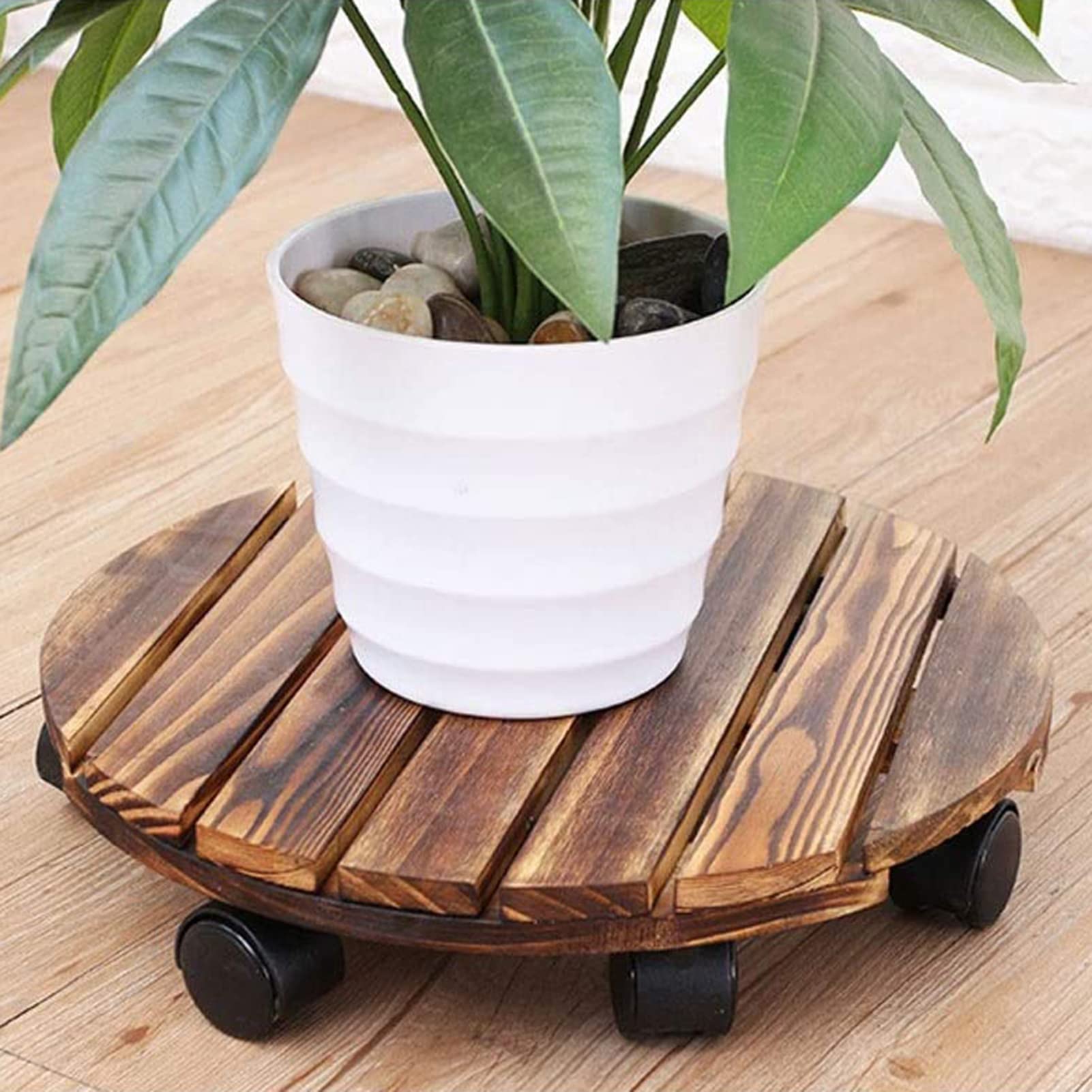 Planter Cart with Wheels - 360° Rotating Casters Rolling Tray for Indoor/Outdoor Potted Plants | Mobile Flower Pot Stand with Coaster for Easy Movement in Garden, Patio & Home Decor
