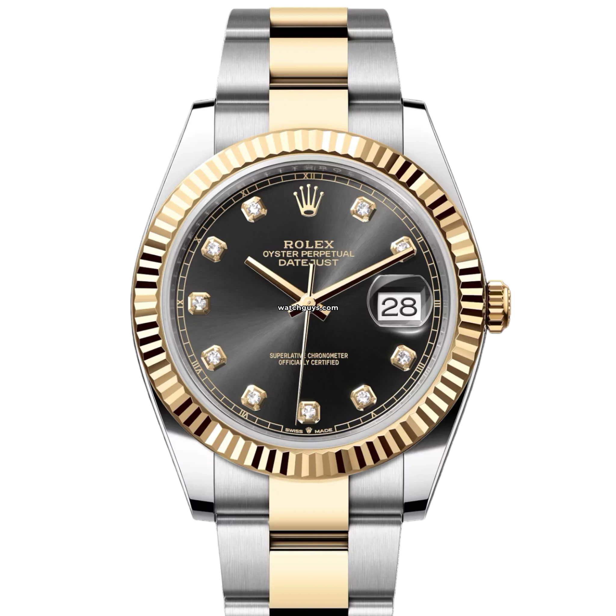 Rolex Datejust 126333 Men's Watch - Black Dial with Diamond Hour Markers - Luxury Stainless Steel & Gold Watch - Perfect for Business, Formal Events & Special Occasions