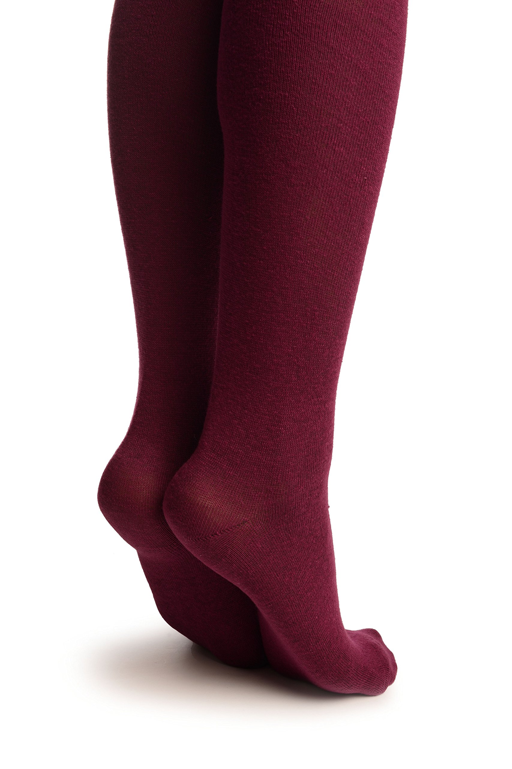 LissKiss Plain Maroon Over The Knee Socks - Purple Thigh High Socks for Women | Fashionable & Comfortable Knee-High Stockings for Winter, Cosplay, and Office Wear