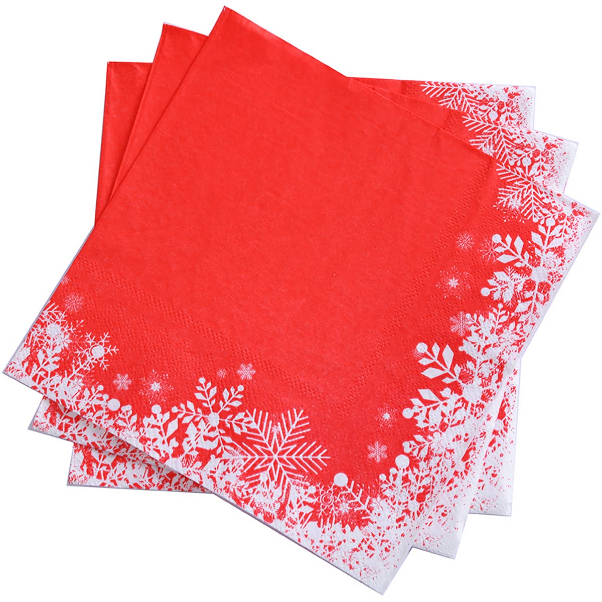 GGBOY 80-Pack Christmas Snowflake Paper Napkins - Disposable Holiday Cocktail & Dinner Napkins for Christmas Parties, Winter Gatherings & Decoupage Crafts