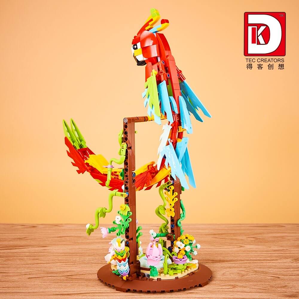 DK 6015 Parrot Flower Frame - Vibrant Tropical Bird Wall Art Decor for Home & Office | Perfect for Living Room, Bedroom, Nursery & Gift Giving