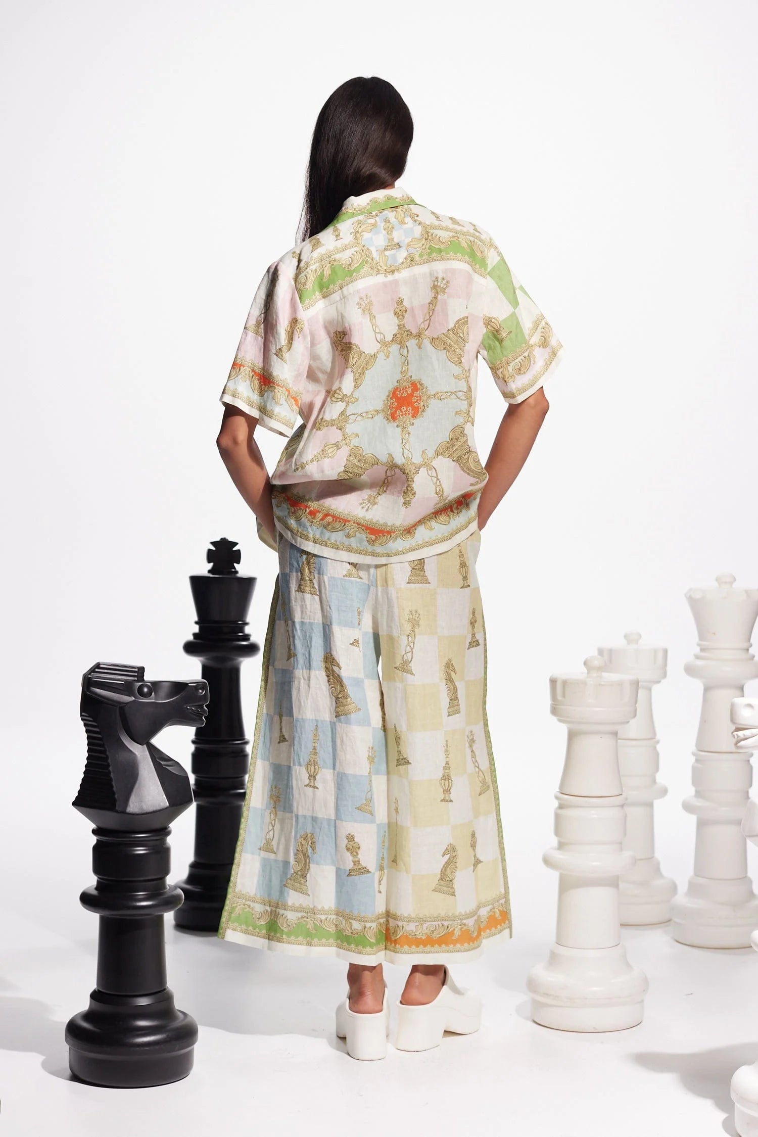 Checkmate Linen Pants for Women - Breathable Summer Casual Trousers - Perfect for Beach, Travel & Lounge Wear