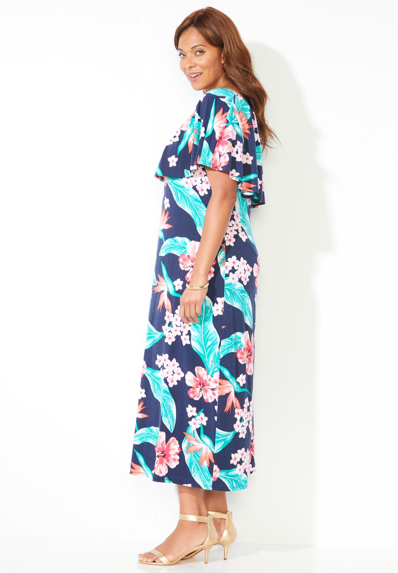 Women's Plus Size Meadow Crest Maxi Dress by Catherines - Flowy Summer Dress for Beach, Wedding & Casual Wear
