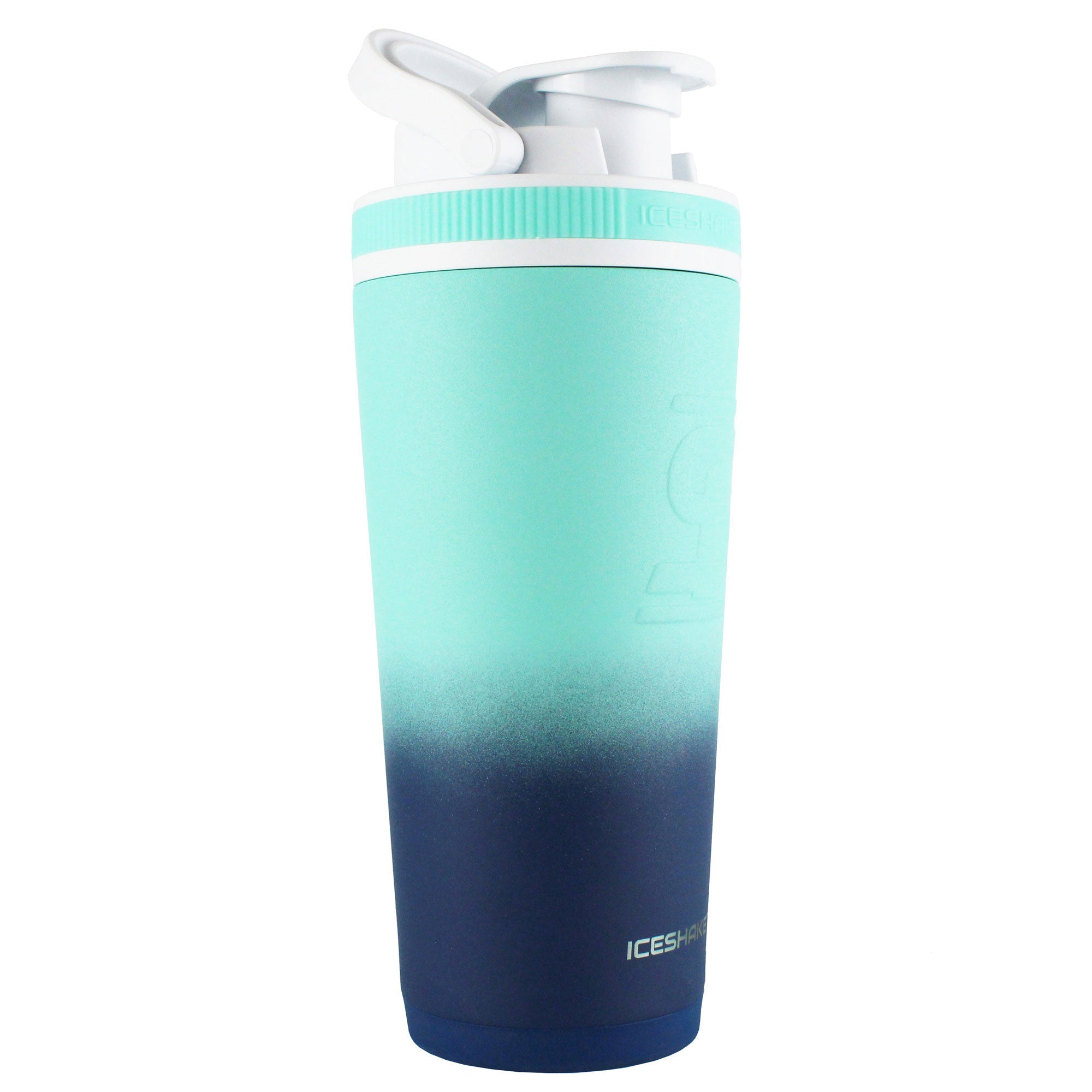 FIT2SERVE 26oz Protein Shaker Bottle with Lid - Navy Mint Ombre Gradient Design - Perfect for Gym, Workouts, and Post-Workout Recovery