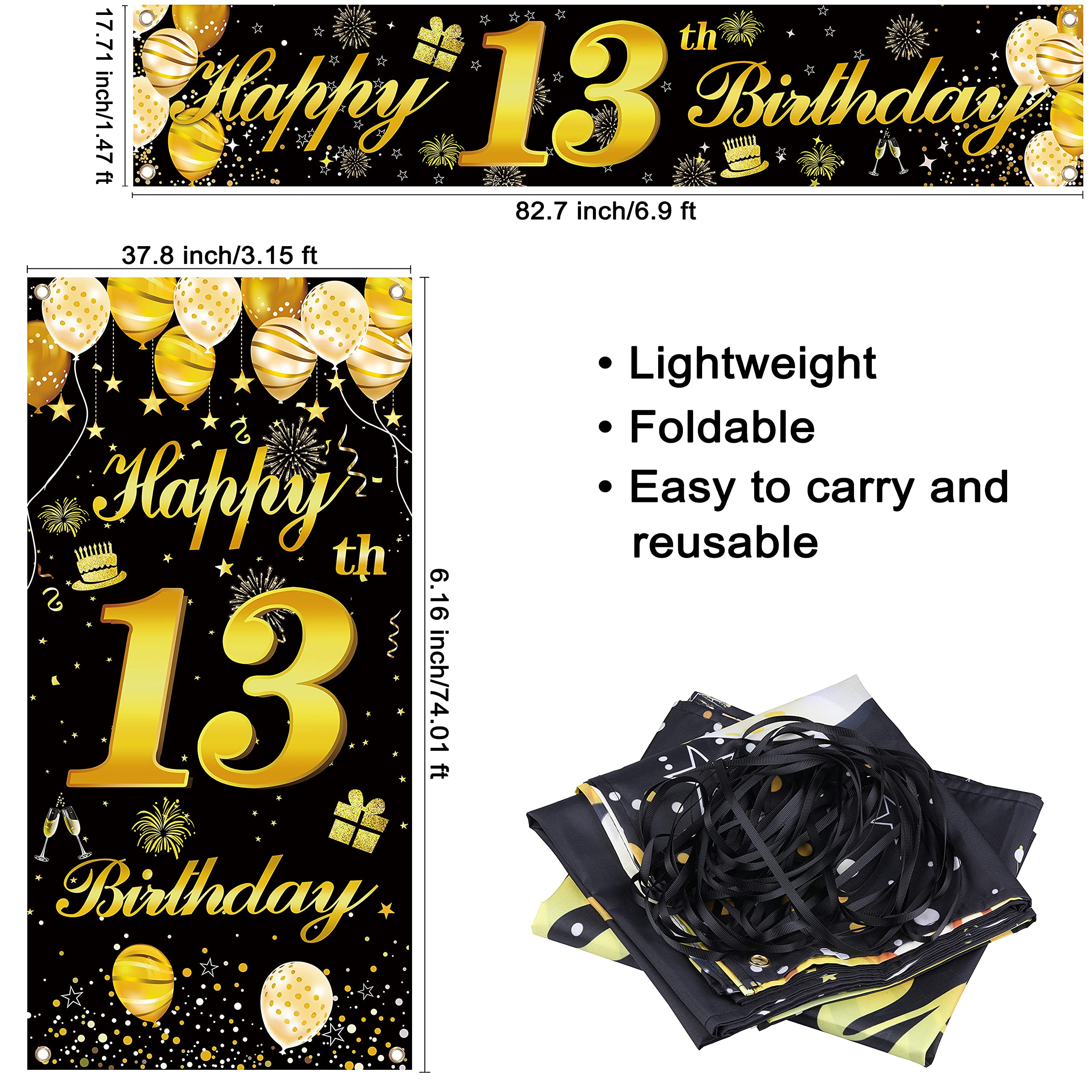 13th Happy Birthday Door Banner - Birthday Party Decorations for Men - Custom Backdrop for Birthday Celebrations & Home Decor