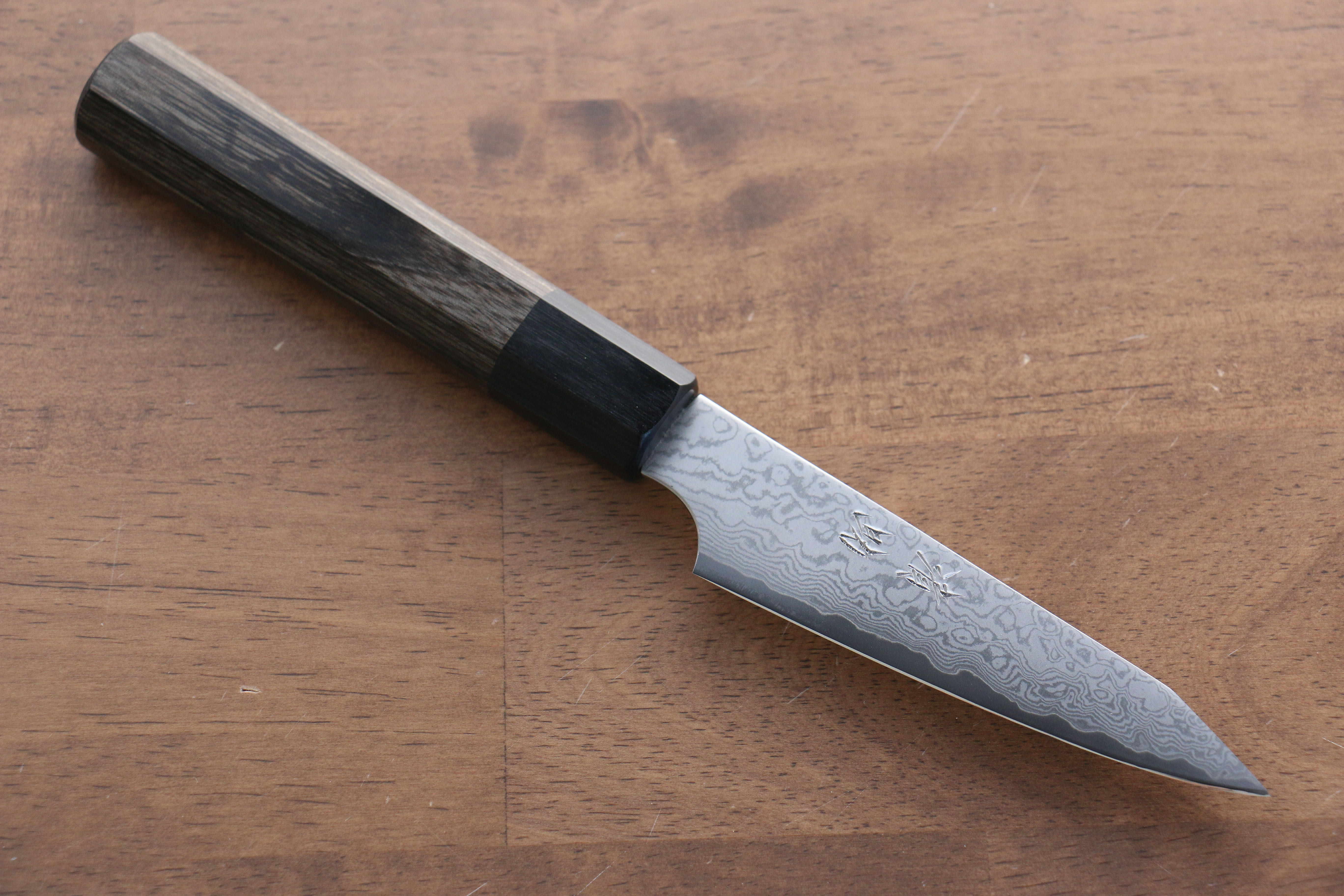Premium Seisuke VG10 33-Layer Damascus Kiritsuke Petty Utility Knife 105mm - Gray Pakkawood Handle - Perfect for Sushi, Vegetables & Precision Kitchen Tasks