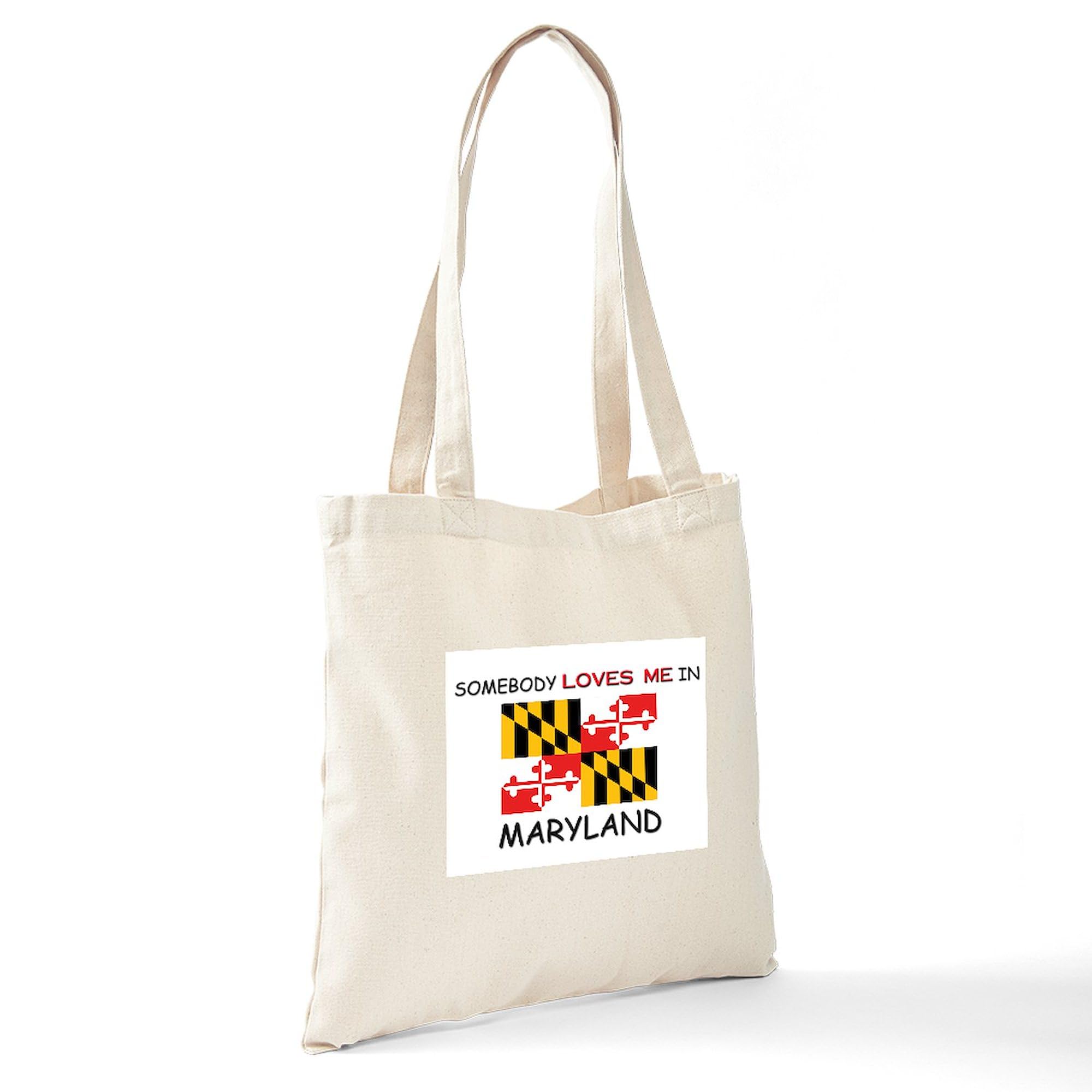 Somebody Loves Me In Maryland Tote Bag - Natural Canvas Reusable Shopping Bag for Groceries, Beach & Everyday Use