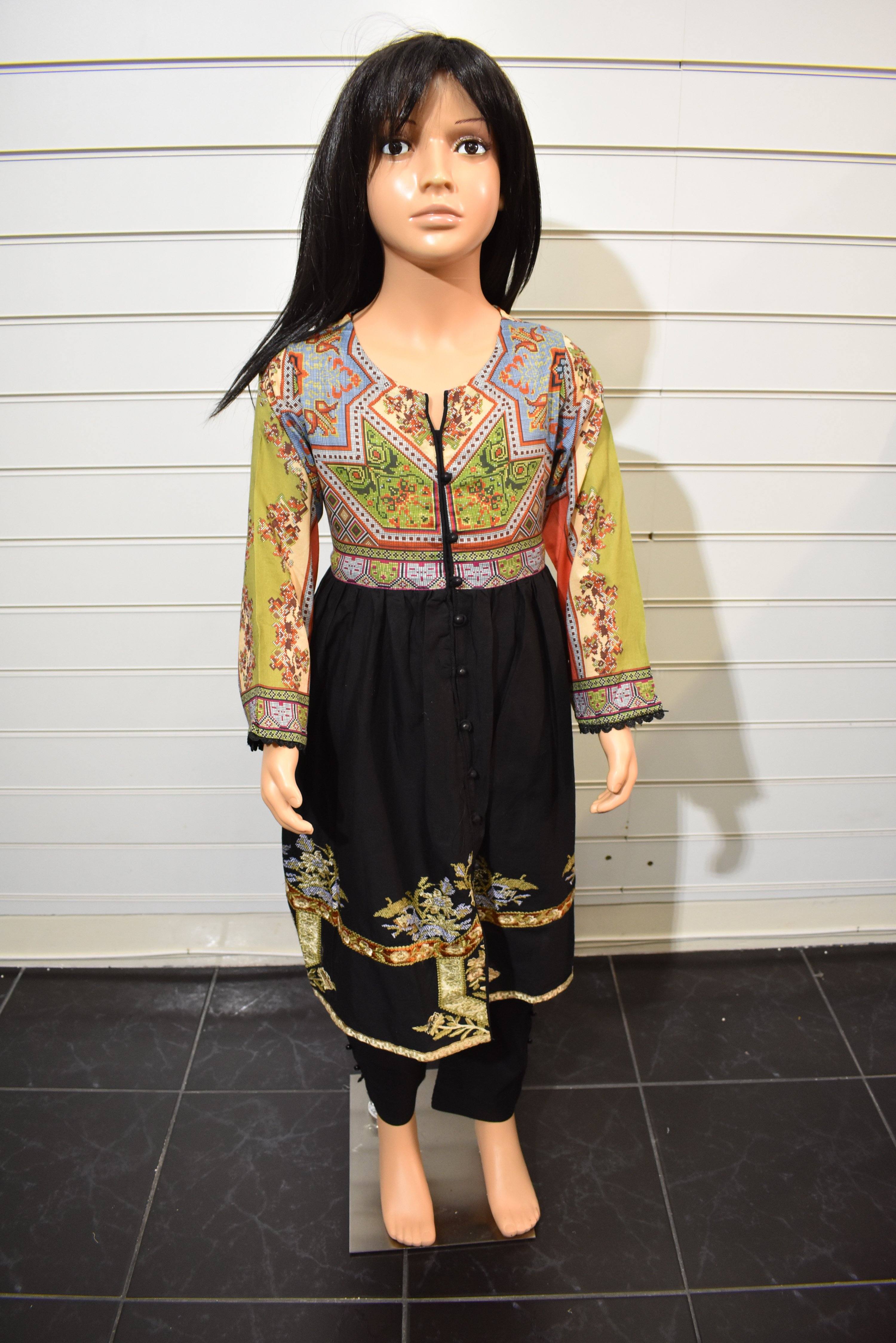Ethnic Embroidered Kids Peplum Dress with Pearl Detail Pants - Perfect for Birthday Parties & Special Occasions
