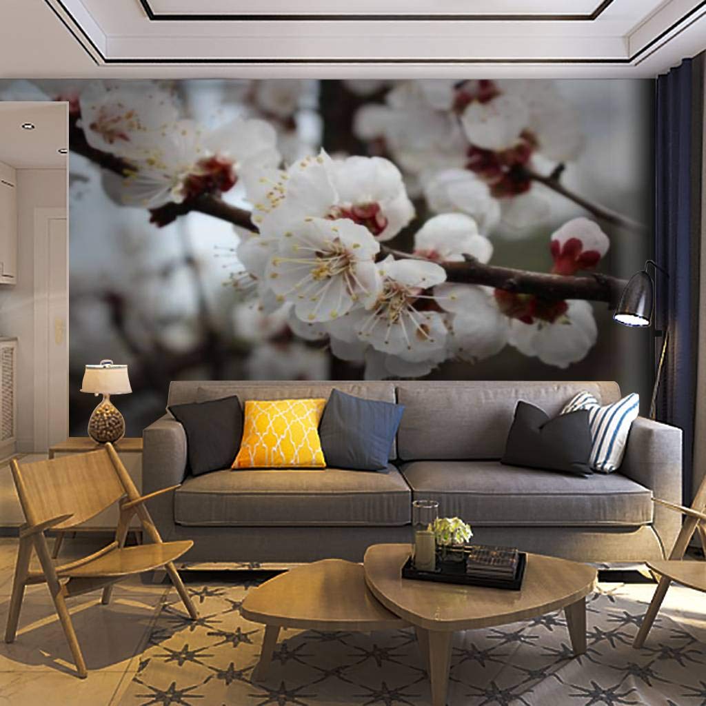 Peel and Stick Wallpaper Mural - Apricot Tree Cherry Blossom Floral Design, Self-Adhesive Removable Wall Decal for Living Room, Bedroom, Nursery | Home Decor, DIY Wall Art, Easy Installation